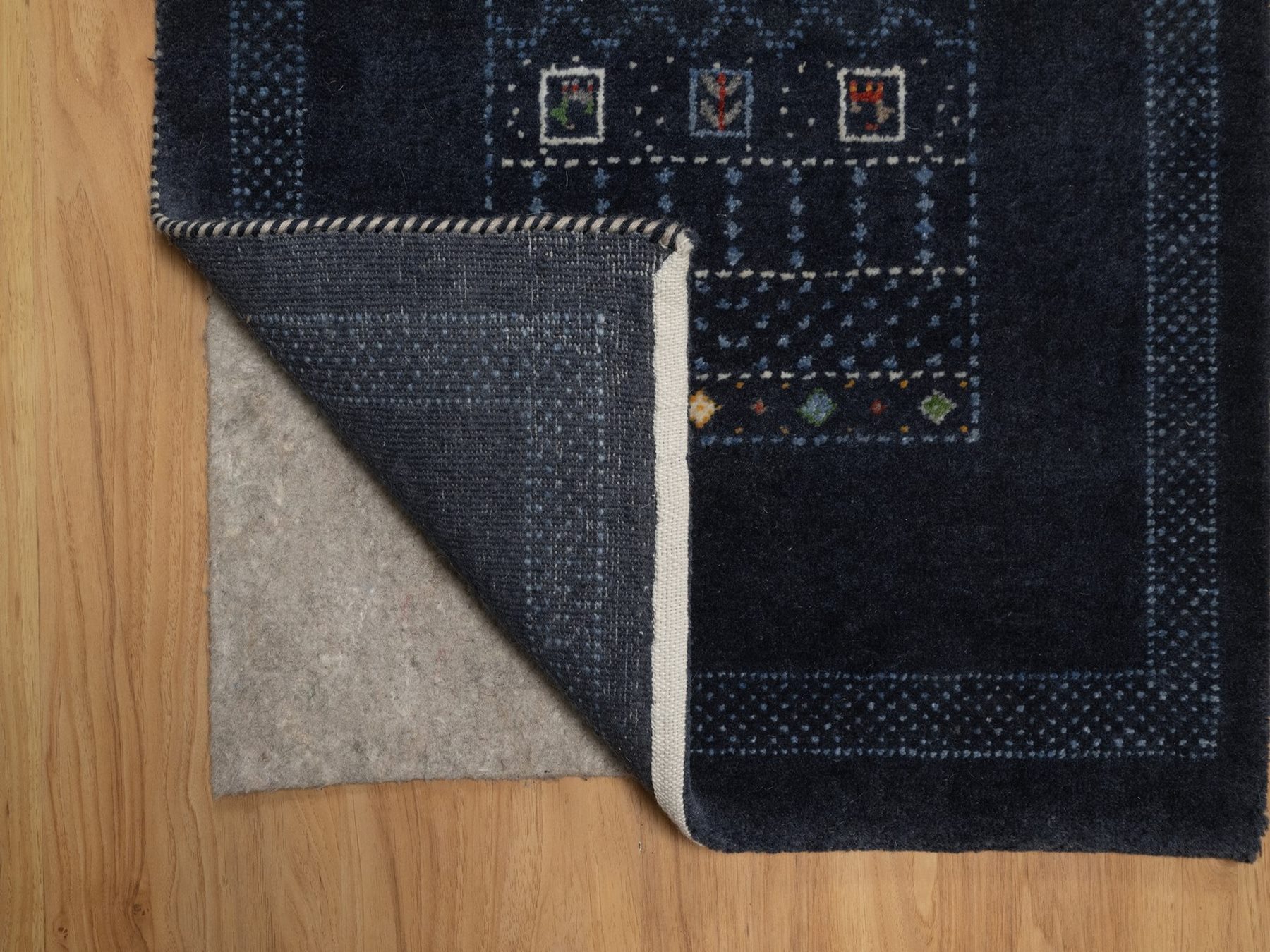 2'4"x4'7" Midnight Blue, Modern, Lori Buft Gabbeh with Small Animal Figurines, Soft Wool, Hand Knotted, Thick and Plush, Short Runner, Oriental Rug HR92727 - Image 3