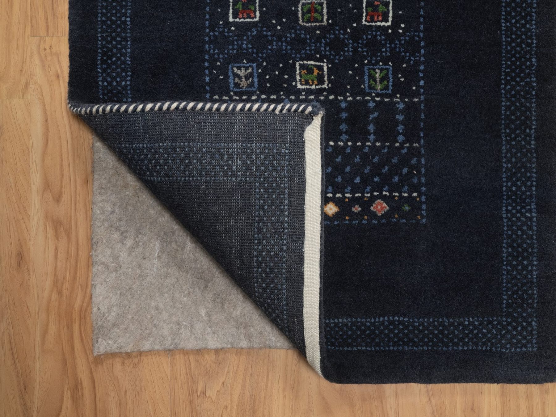 2'3"x4'4" Midnight Blue, Lori Buft Gabbeh with Small Animal Figurines, Modern, Soft Wool, Hand Knotted, Thick and Plush, Sample, Mat, Oriental Rug HR92728 - Image 3