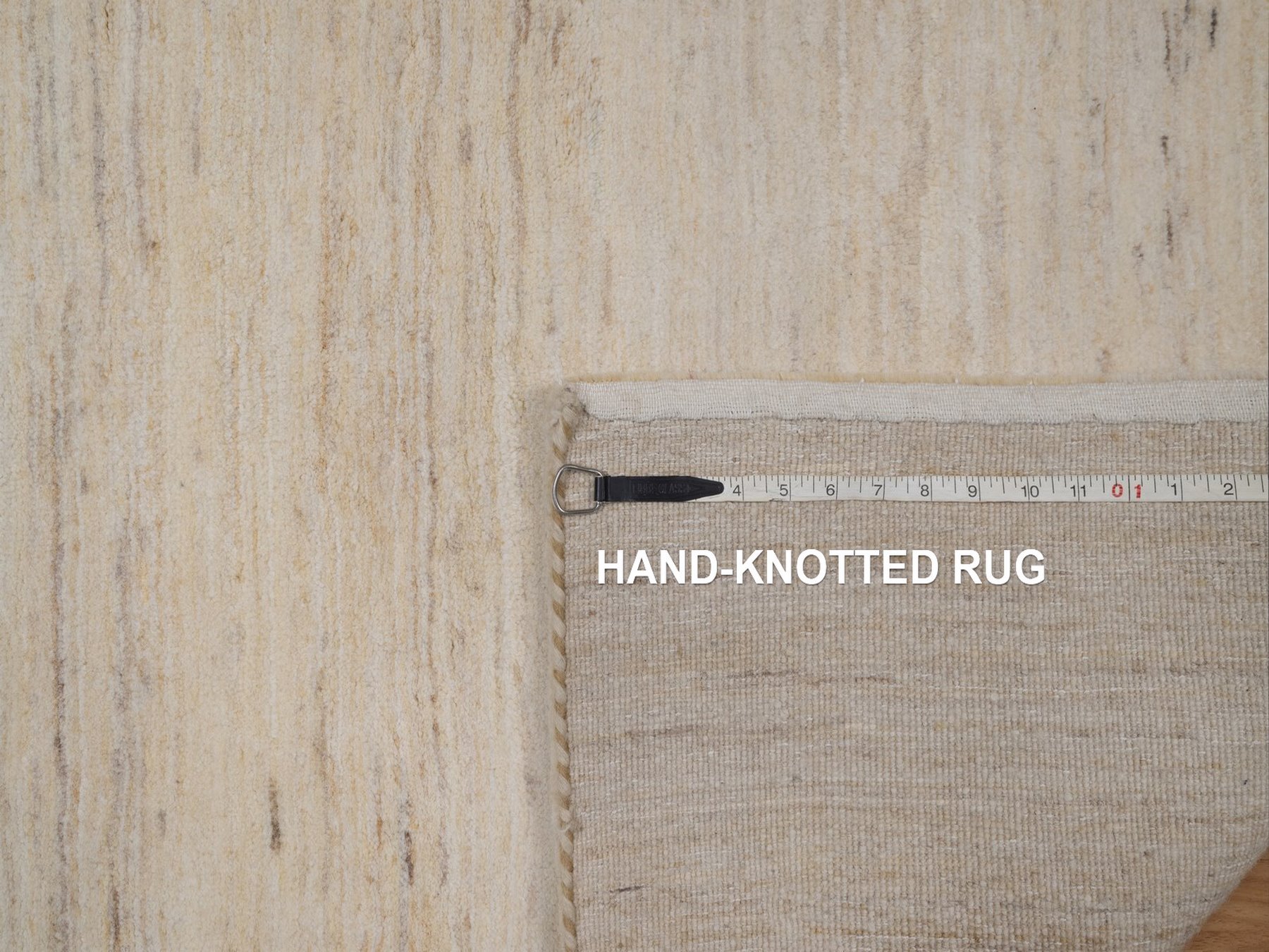 3'x5'2" Linen White, Modern, Plain Design, Lori Buft Gabbeh, Thick and Plush, Hand Knotted, Undyed Natural Wool, Oriental Rug HR92729 - Image 8