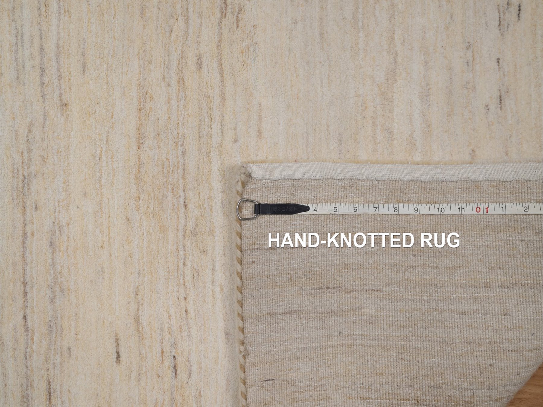 3'x5'2" Linen White, Modern, Plain Design, Lori Buft Gabbeh, Thick and Plush, Hand Knotted, Undyed Natural Wool, Oriental Rug HR92730 - Image 8