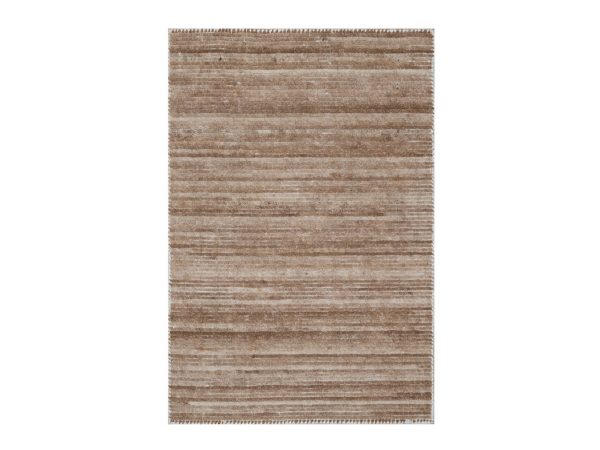 2'x3' Coconut Brown, Variegated Textured Modern Design, Indoor, Outdoor, Hand Loomed, Thick and Plush, Sample, Mat, Oriental Rug HR92736