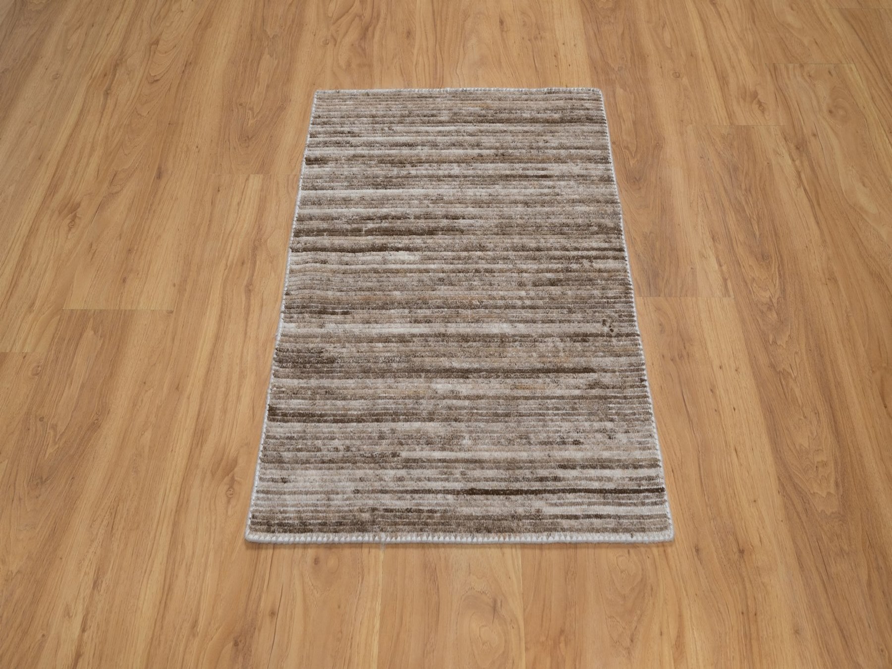 2'x3' Chocolate Brown, Variegated Textured Modern Design, Thick and Plush, Indoor, Outdoor, Hand Loomed, Sample, Mat, Oriental Rug HR92738 - Image 2