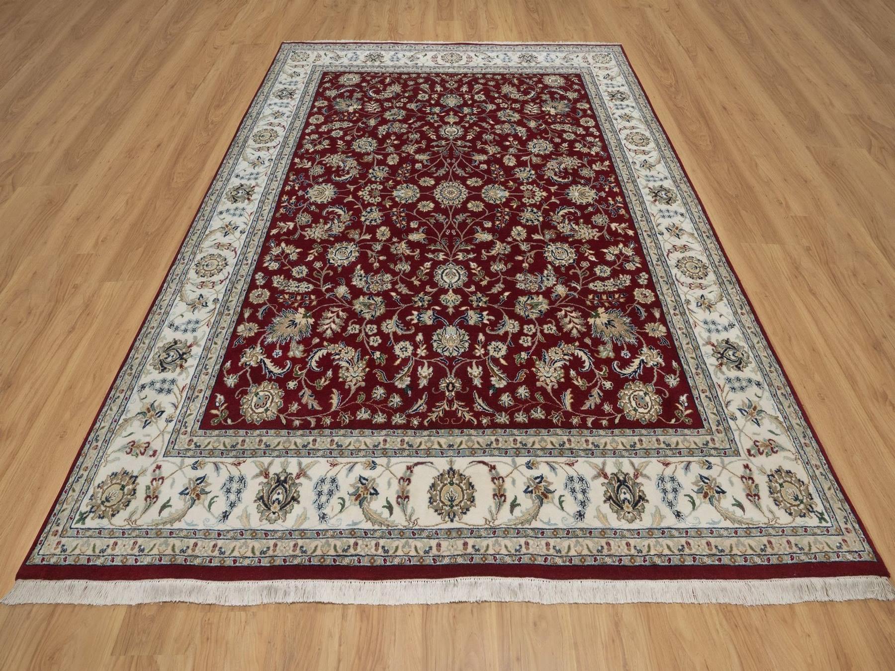 8'x10' Savvy Red, Nain with All Over Flower Pattern, 250 KPSI, Hand Knotted, Wool and Silk, Soft Pile, Oriental Rug HR92752 - Image 2