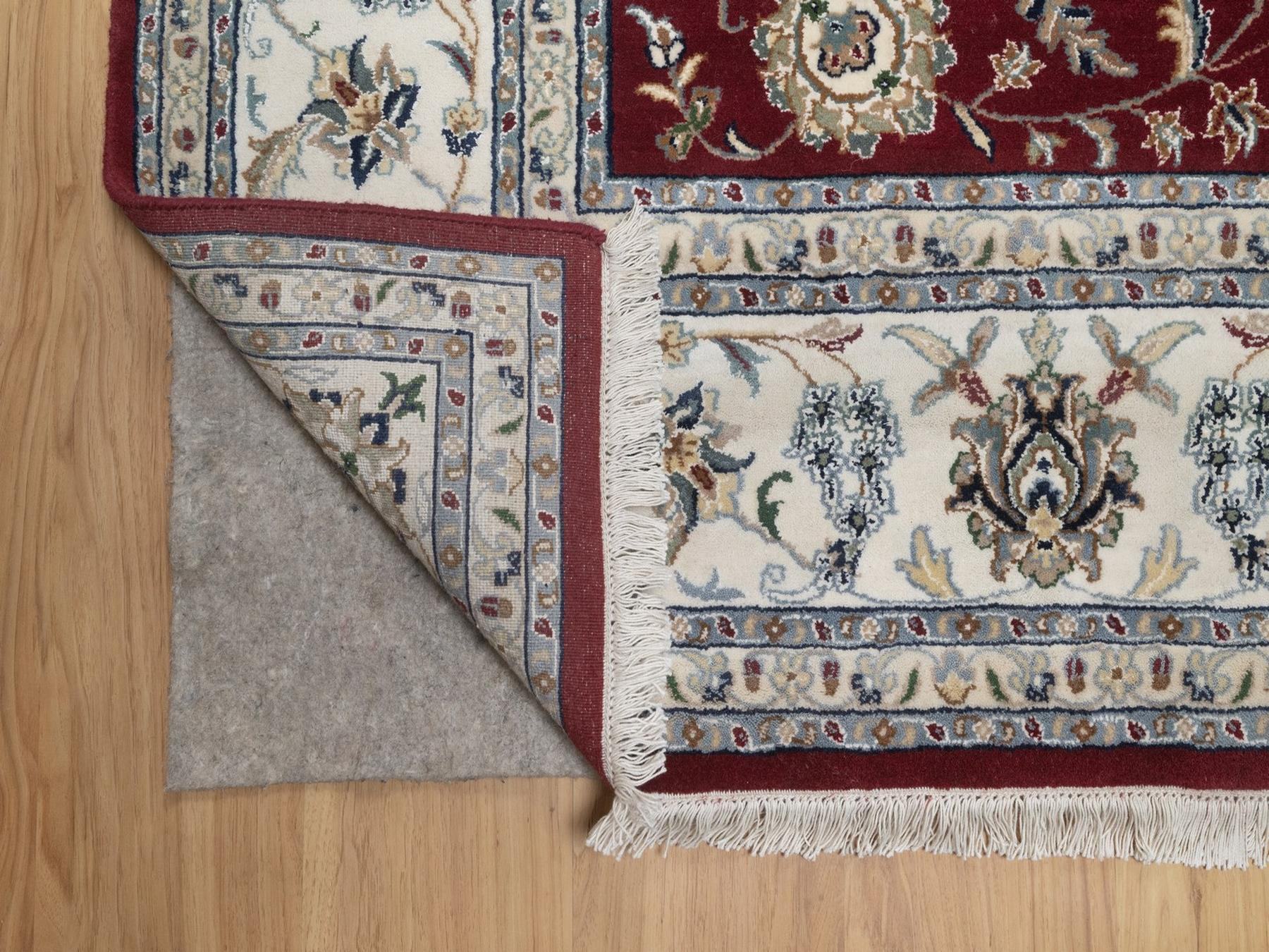 8'x10' Savvy Red, Nain with All Over Flower Pattern, 250 KPSI, Hand Knotted, Wool and Silk, Soft Pile, Oriental Rug HR92752 - Image 4