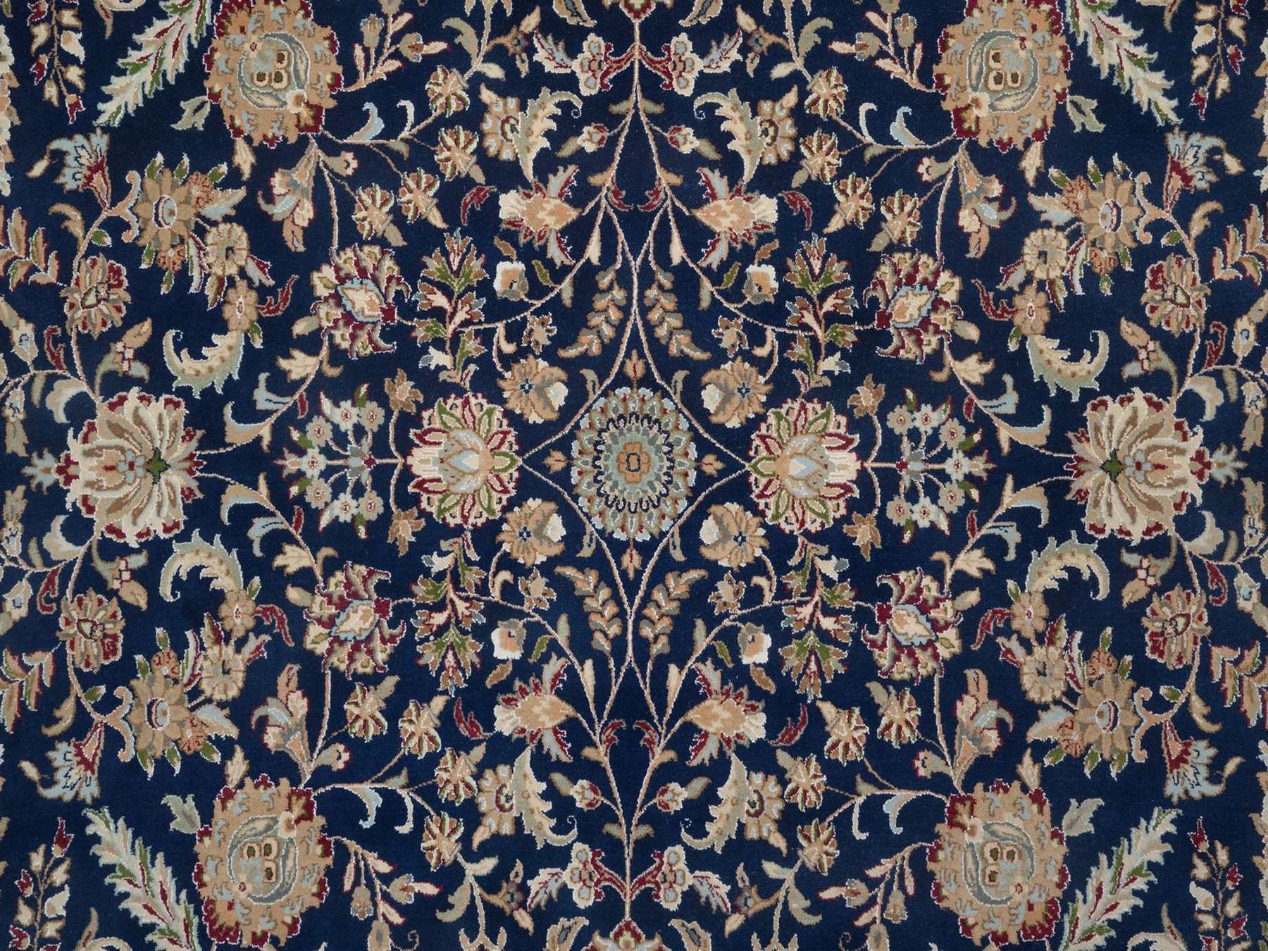 9'x12' Midnight Blue, Nain with All Over Floral Pattern, Hand Knotted, Wool and Silk, Soft Pile, 250 KPSI, Oriental Rug HR92765 - Image 8
