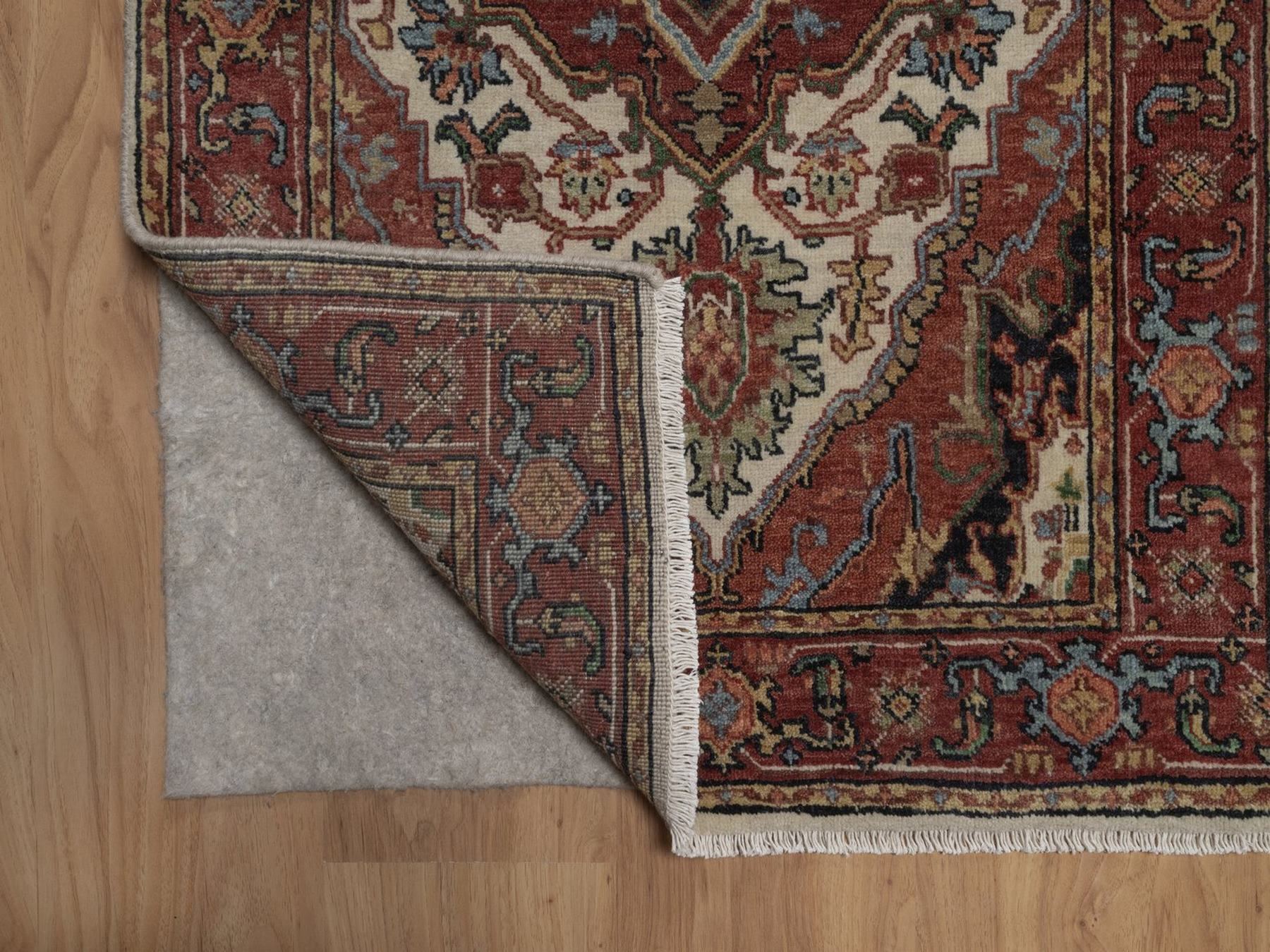2'6"x8' Chiffon White, Antiqued Fine Heriz Re-Creation, Medallions Design, Hand Knotted, Hand Spun New Zealand Wool, Soft Pile, Vegetable Dyes, Runner, Oriental Rug HR92767 - Image 3