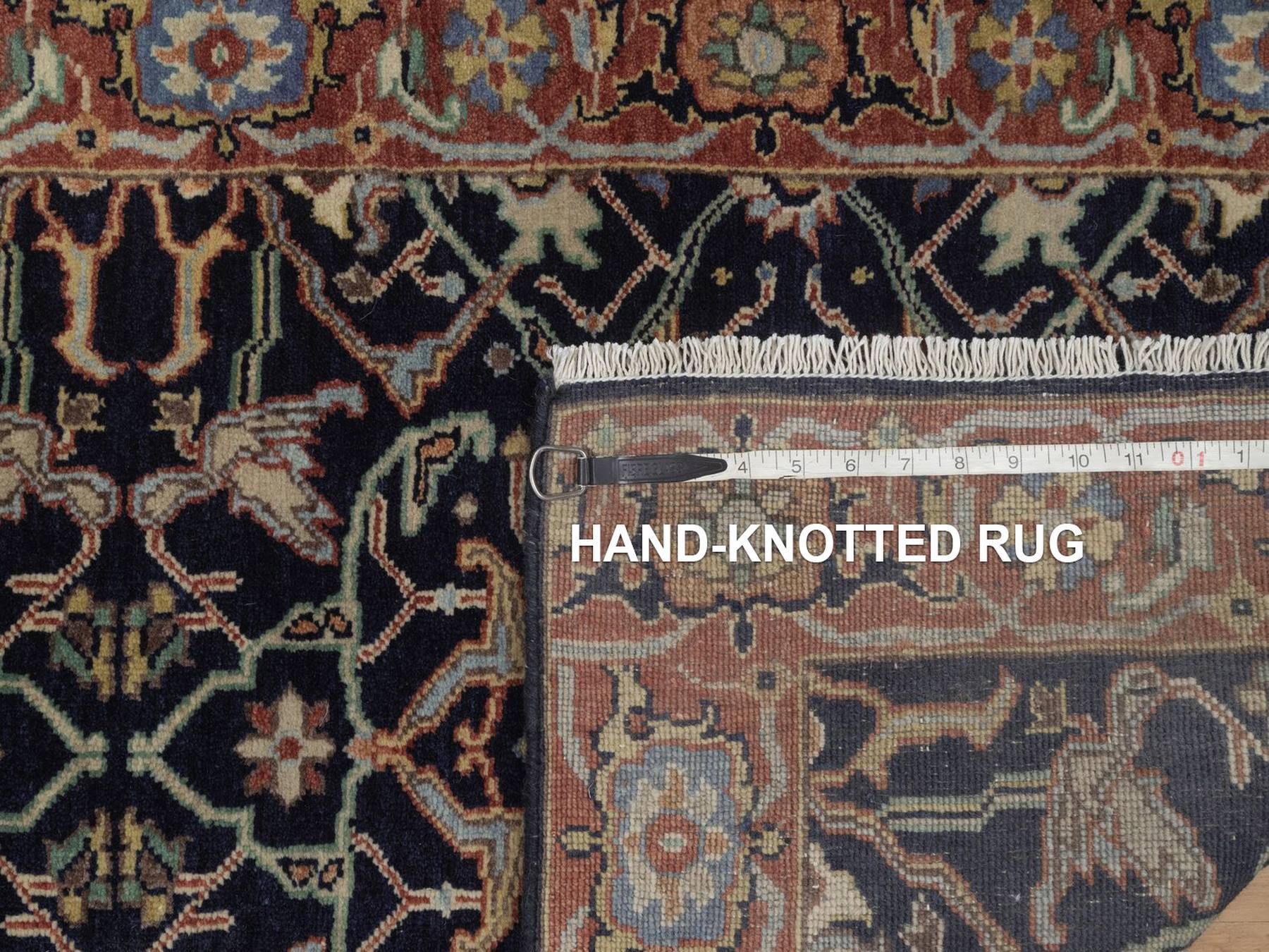 2'7"x23'8" Midnight Blue, Antiqued Fine Heriz Re-Creation, All Over Design, Hand Spun New Zealand Wool, Denser Weave, Vegetable Dyes, Hand Knotted, XL Runner, Oriental Rug HR92781 - Image 8