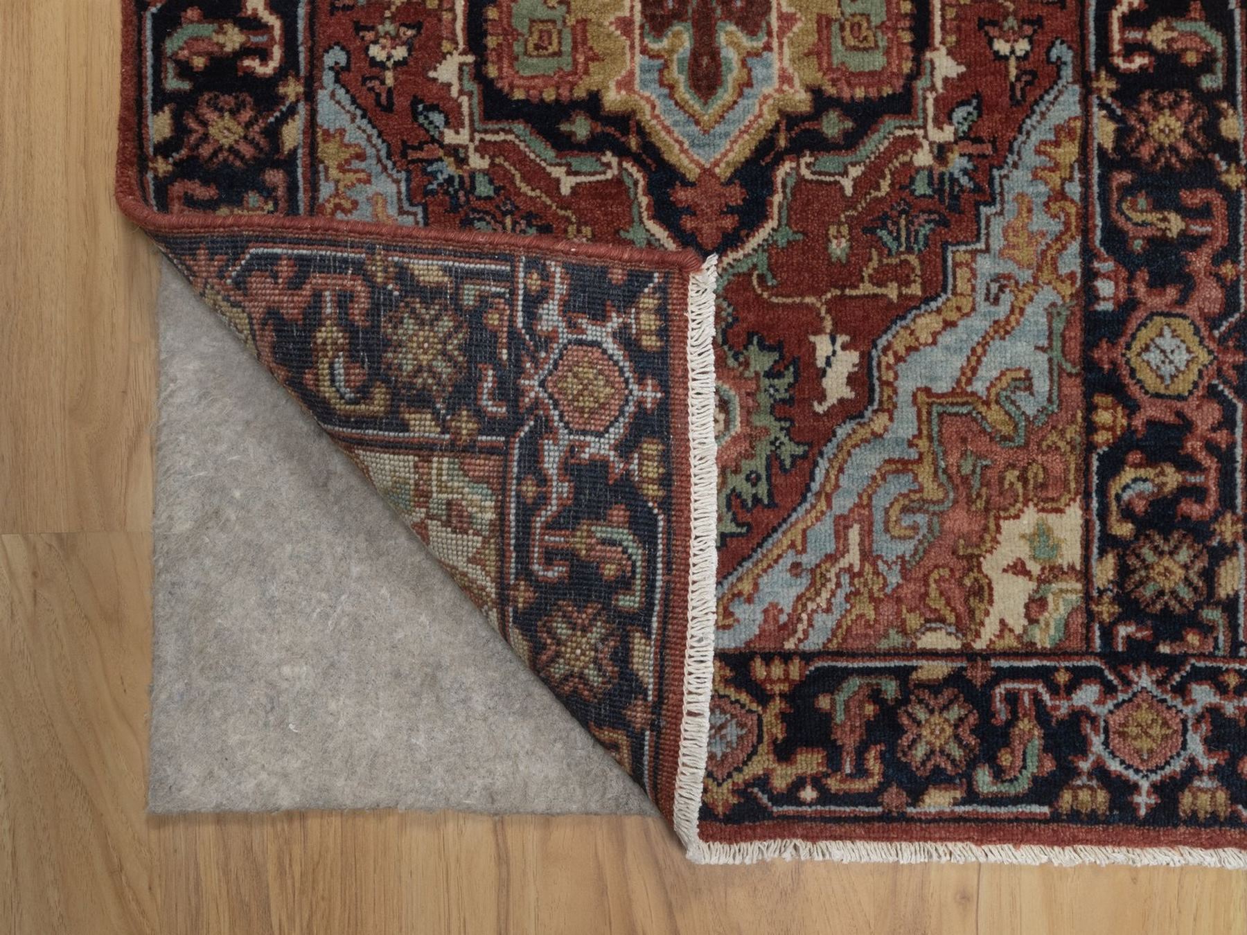 2'x3' Barn Red, Antiqued Fine Heriz Re-Creation, Medallion Design, Hand Knotted, Hand Spun New Zealand Wool, Soft Pile, Denser Weave, Vegetable Dyes, Sample, Mat, Oriental Rug HR92790 - Image 3