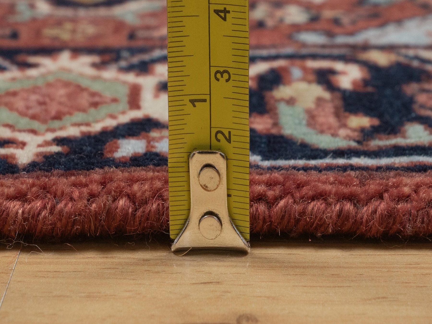 2'x3' Barn Red, Antiqued Fine Heriz Re-Creation, Medallion Design, Hand Knotted, Hand Spun New Zealand Wool, Soft Pile, Denser Weave, Vegetable Dyes, Sample, Mat, Oriental Rug HR92790 - Image 7