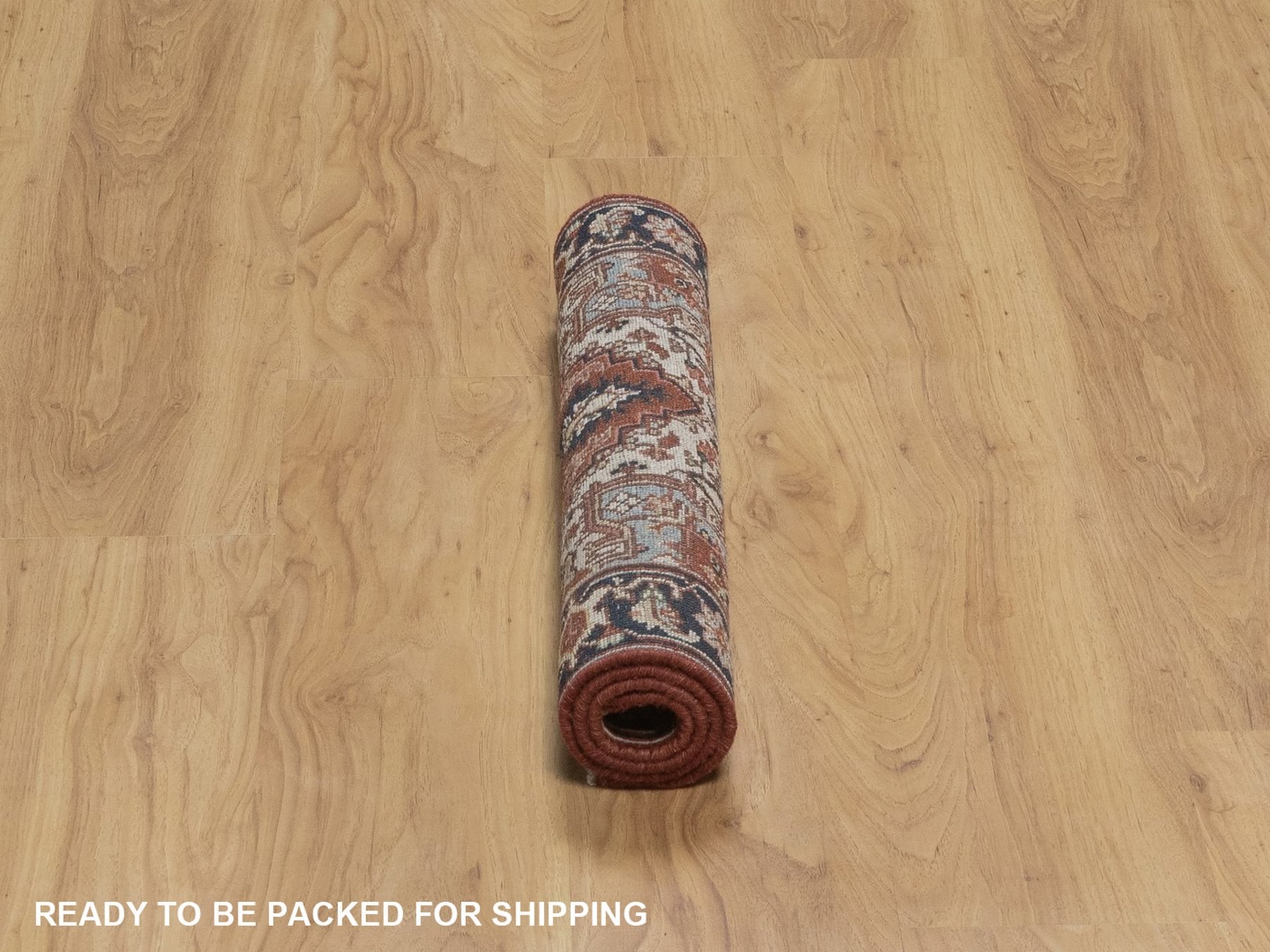 2'x3' Auburn Red, Antiqued Fine Heriz Re-Creation, Medallion Design, Hand Knotted, Hand Spun New Zealand Wool, Denser Weave, Vegetable Dyes, Sample, Mat, Oriental Rug HR92793 - Image 6