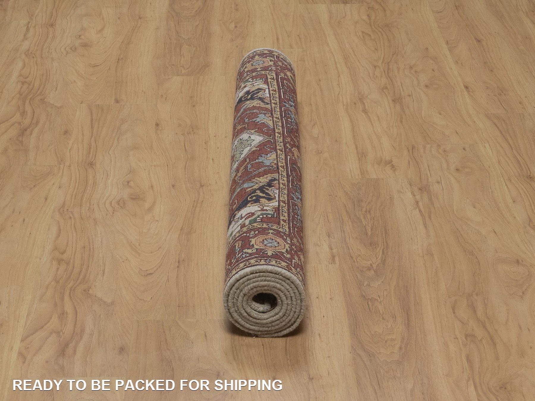 4'x6' Chiffon White, Antiqued Fine Heriz Re-Creation, Medallion Design, Hand Spun New Zealand Wool, Hand Knotted, Soft Pile, Vegetable Dyes, Oriental Rug HR92797 - Image 6