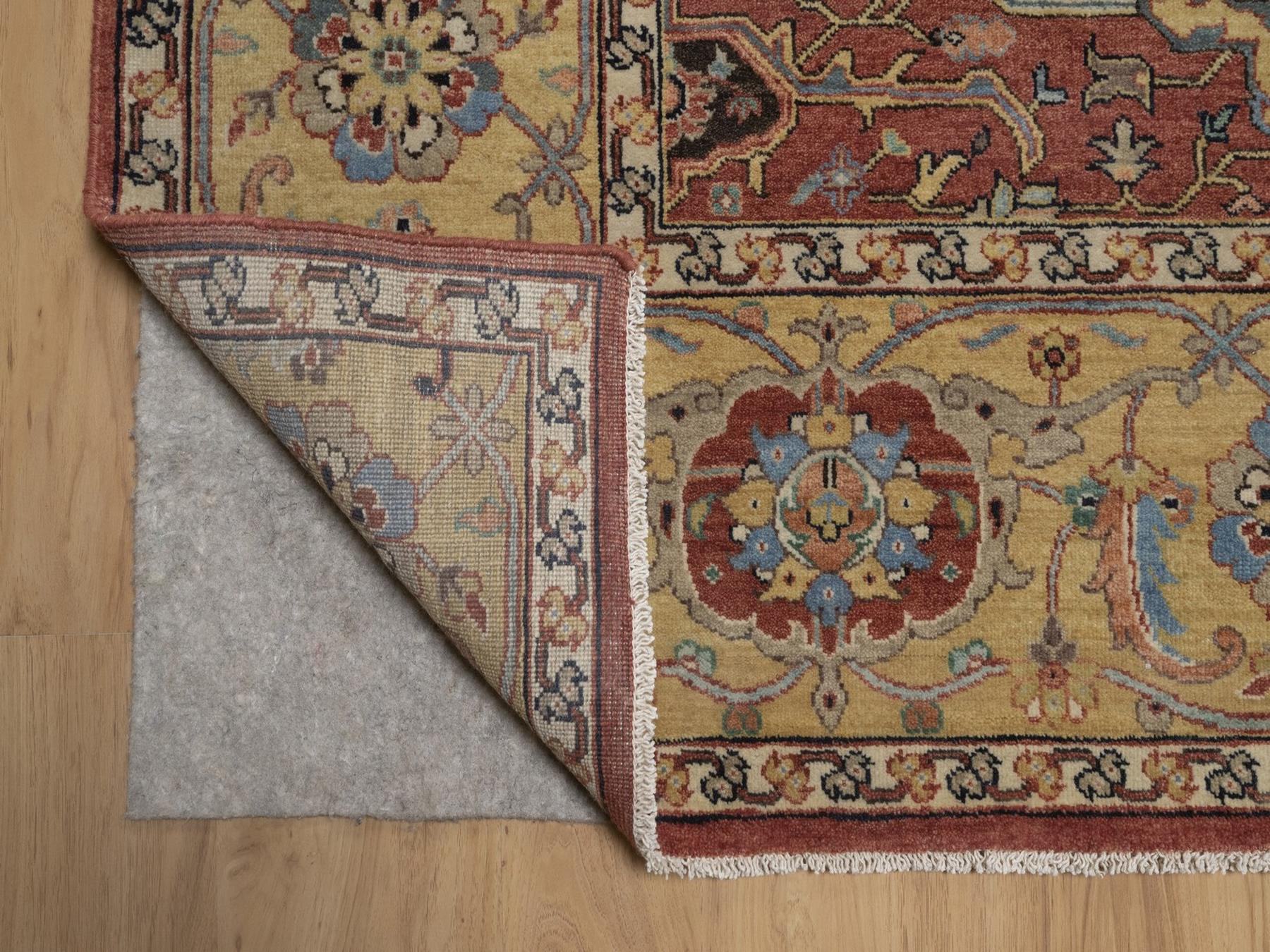 7'10"x10'1" Auburn Red, Antiqued Fine Heriz Re-Creation, All Over Design, Hand Spun New Zealand Wool, Hand Knotted, Soft Pile, Vegetable Dyes, Oriental Rug HR92801 - Image 4