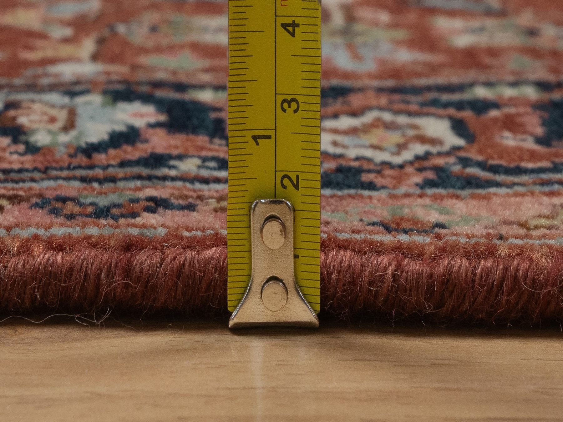 2'7"x6'3" Auburn Red, Antiqued Fine Heriz Re-Creation, Medallions Design, Hand Knotted, Hand Spun New Zealand Wool, Denser Weave, Vegetable Dyes, Runner, Oriental Rug HR92817 - Image 7