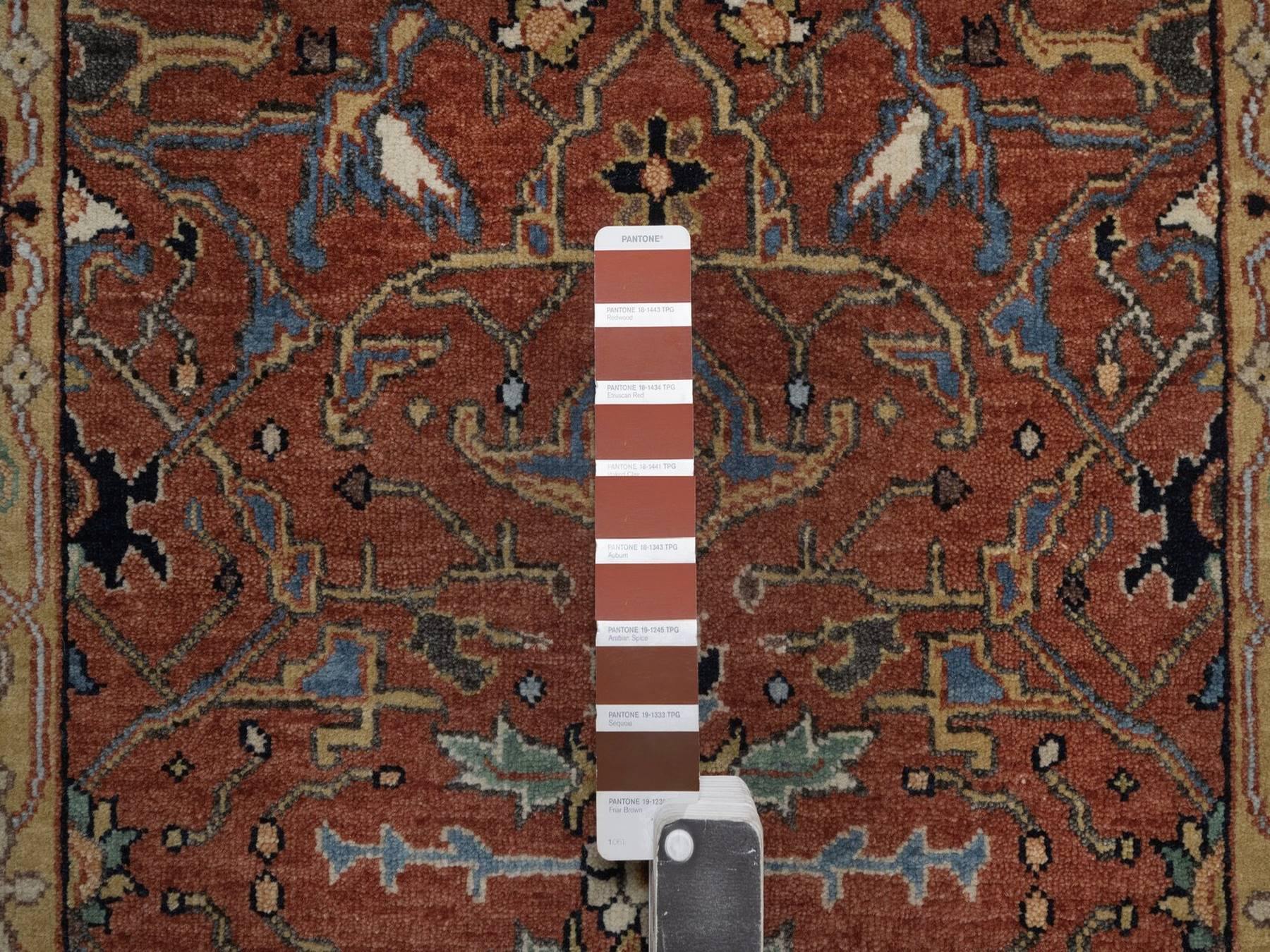 2'7"x23'9" Auburn Red, Antiqued Fine Heriz Re-Creation, All Over Design, Hand Knotted, Hand Spun New Zealand Wool, Soft Pile, Vegetable Dyes, XL Runner, Oriental Rug HR92828 - Image 4