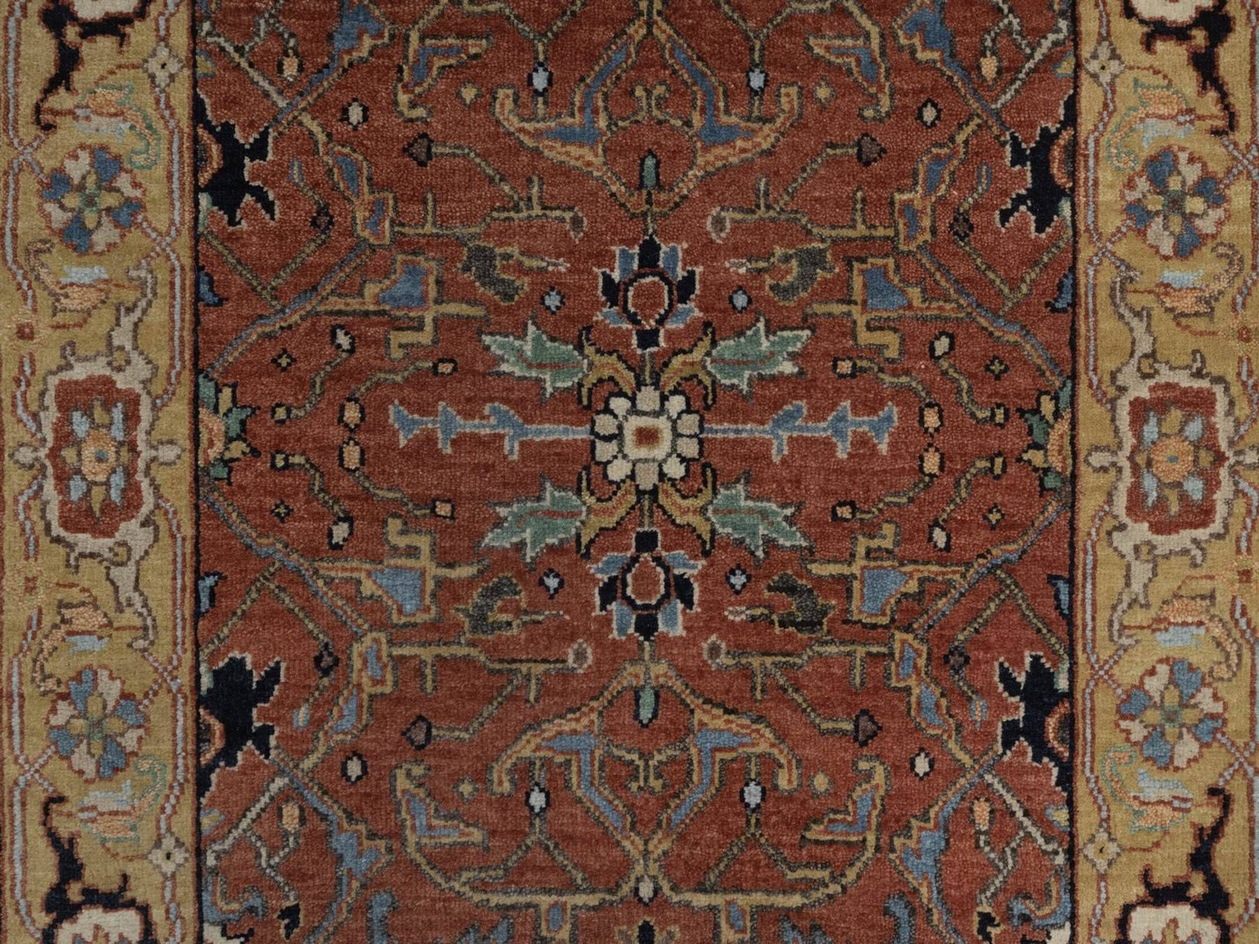 2'7"x23'9" Auburn Red, Antiqued Fine Heriz Re-Creation, All Over Design, Hand Knotted, Hand Spun New Zealand Wool, Soft Pile, Vegetable Dyes, XL Runner, Oriental Rug HR92828 - Image 5