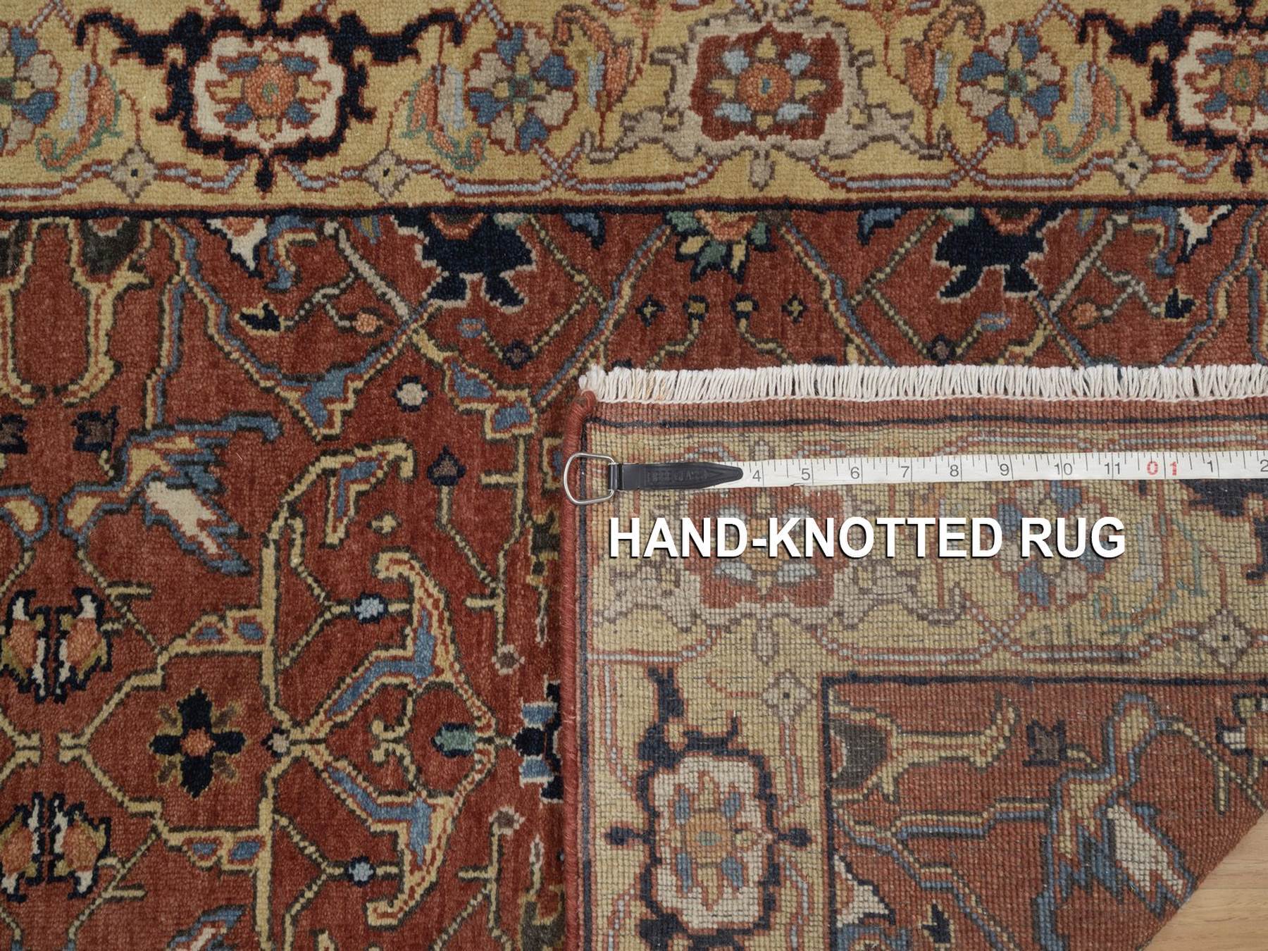 2'7"x23'9" Auburn Red, Antiqued Fine Heriz Re-Creation, All Over Design, Hand Knotted, Hand Spun New Zealand Wool, Soft Pile, Vegetable Dyes, XL Runner, Oriental Rug HR92828 - Image 8