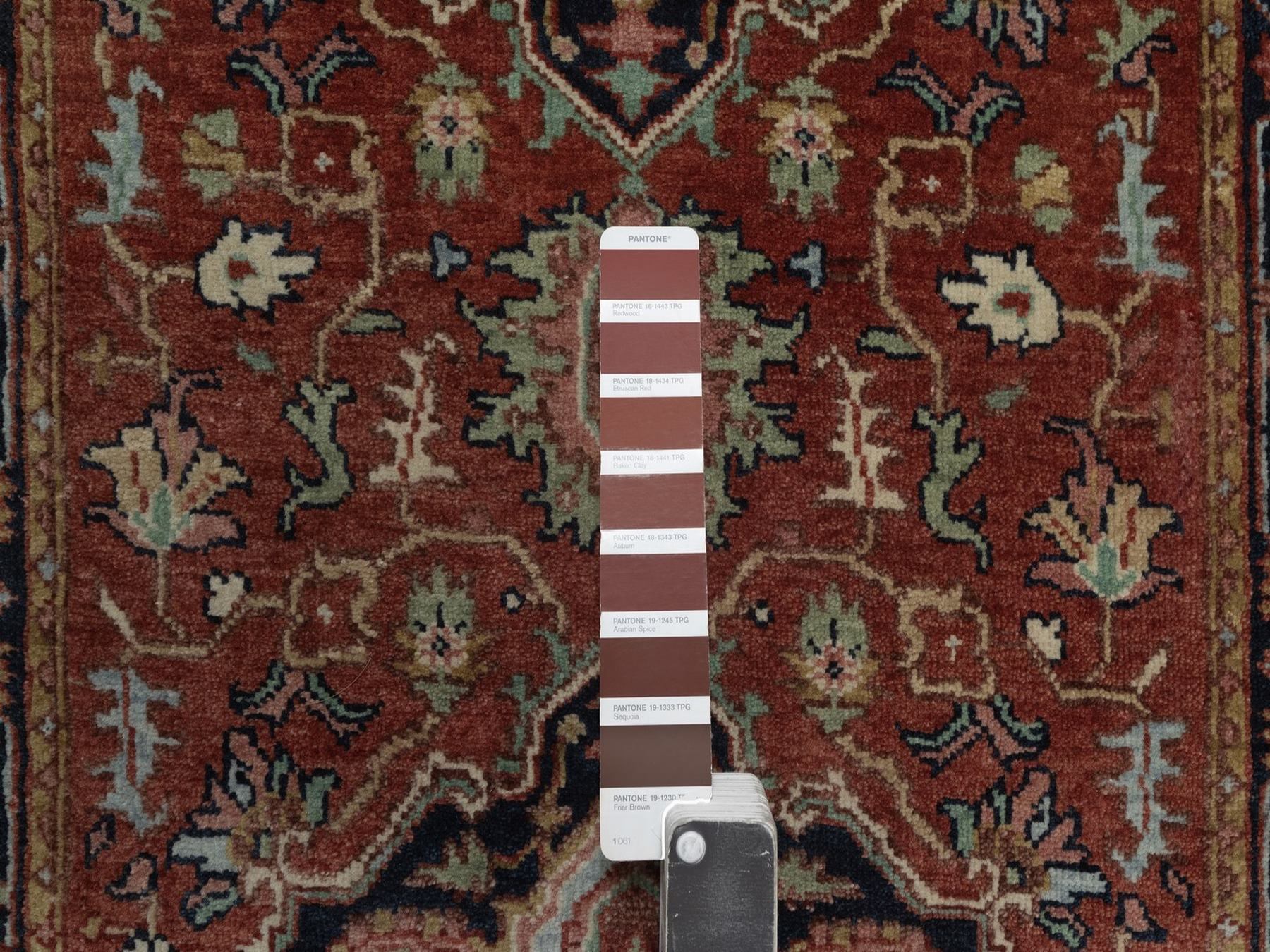 2'7"x27'8" Barn Red, Antiqued Fine Heriz Re-Creation, Medallions Design, Hand Knotted, Hand Spun New Zealand Wool, Denser Weave, Soft Pile, Vegetable Dyes, XL Runner, Oriental Rug HR92829 - Image 4