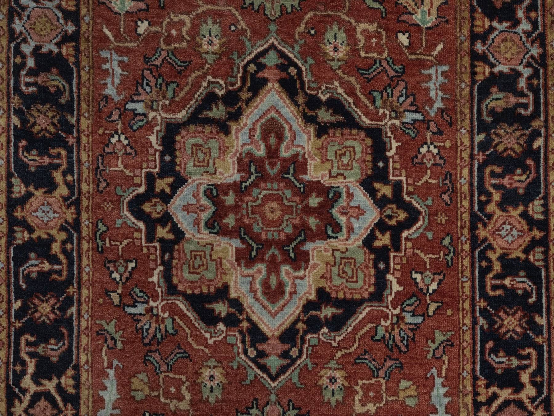 2'7"x27'8" Barn Red, Antiqued Fine Heriz Re-Creation, Medallions Design, Hand Knotted, Hand Spun New Zealand Wool, Denser Weave, Soft Pile, Vegetable Dyes, XL Runner, Oriental Rug HR92829 - Image 5
