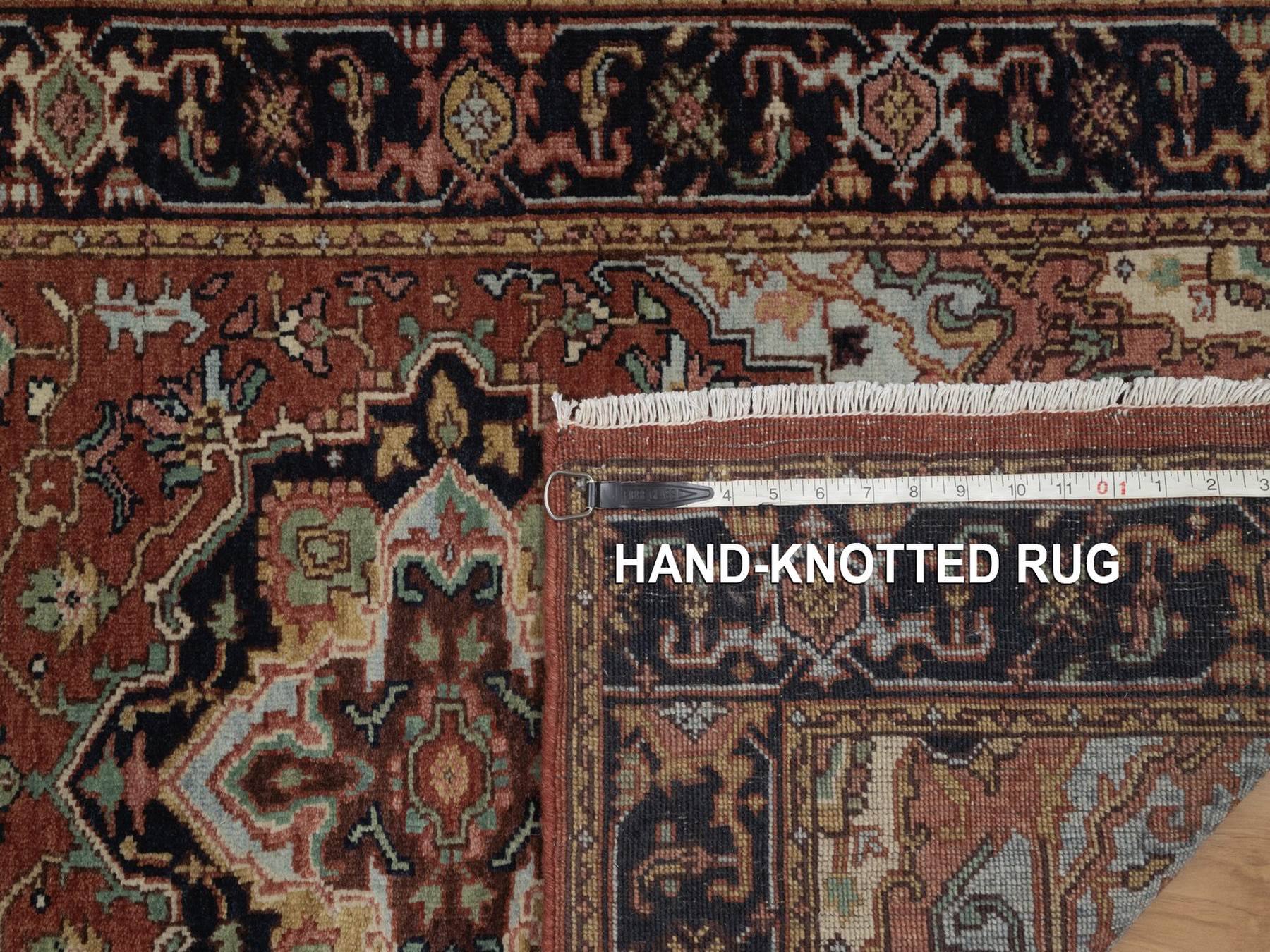 2'7"x27'8" Barn Red, Antiqued Fine Heriz Re-Creation, Medallions Design, Hand Knotted, Hand Spun New Zealand Wool, Denser Weave, Soft Pile, Vegetable Dyes, XL Runner, Oriental Rug HR92829 - Image 8
