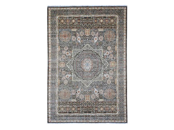6'1"x9' Cedar Brown, 14th Century Mamluk Dynasty Pattern with Star Medallion Design, Hand Knotted, High Mountain Wool, Abrash, Veggie Dyes, Oriental Rug HR20336