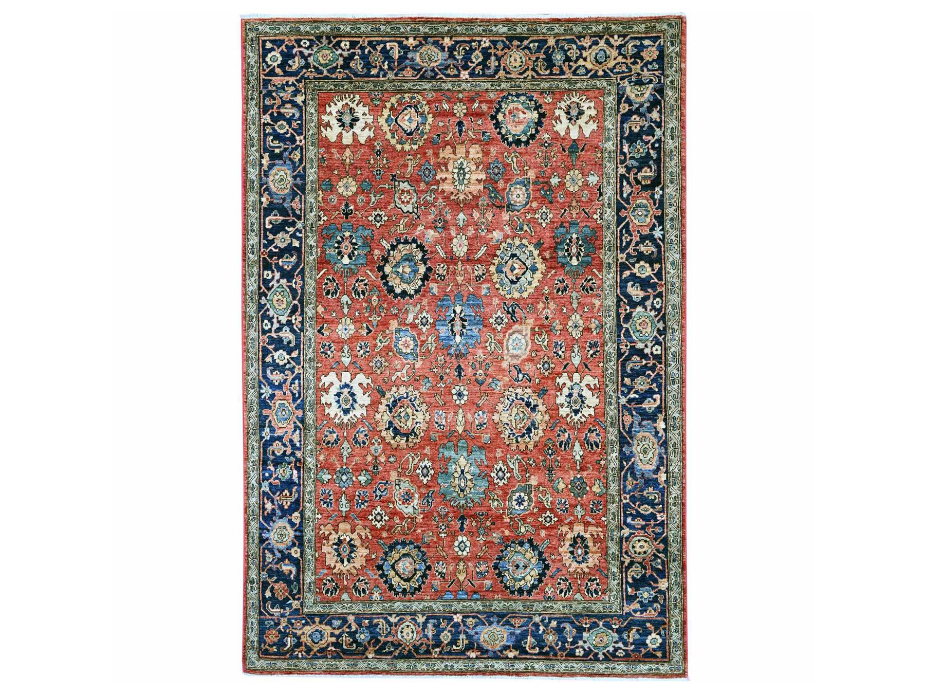 6'x9' Imperial Red, Aryana Grade, Northwest Persian with All Over Design, Vegetable Dyes, Soft Pile, Hand Knotted, High Mountain Wool, Densely Woven, Oriental Rug HR21146
