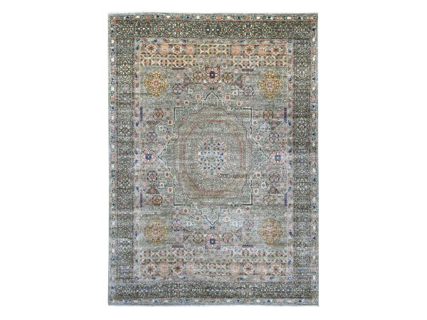 9'10"x13'4" Spanish Gray, Hand Knotted, Pre Historic 14th Century Influence Mamluk, High Mountain Wool, Vegetable Dyes, Medallion Design, Oriental Rug HR22105