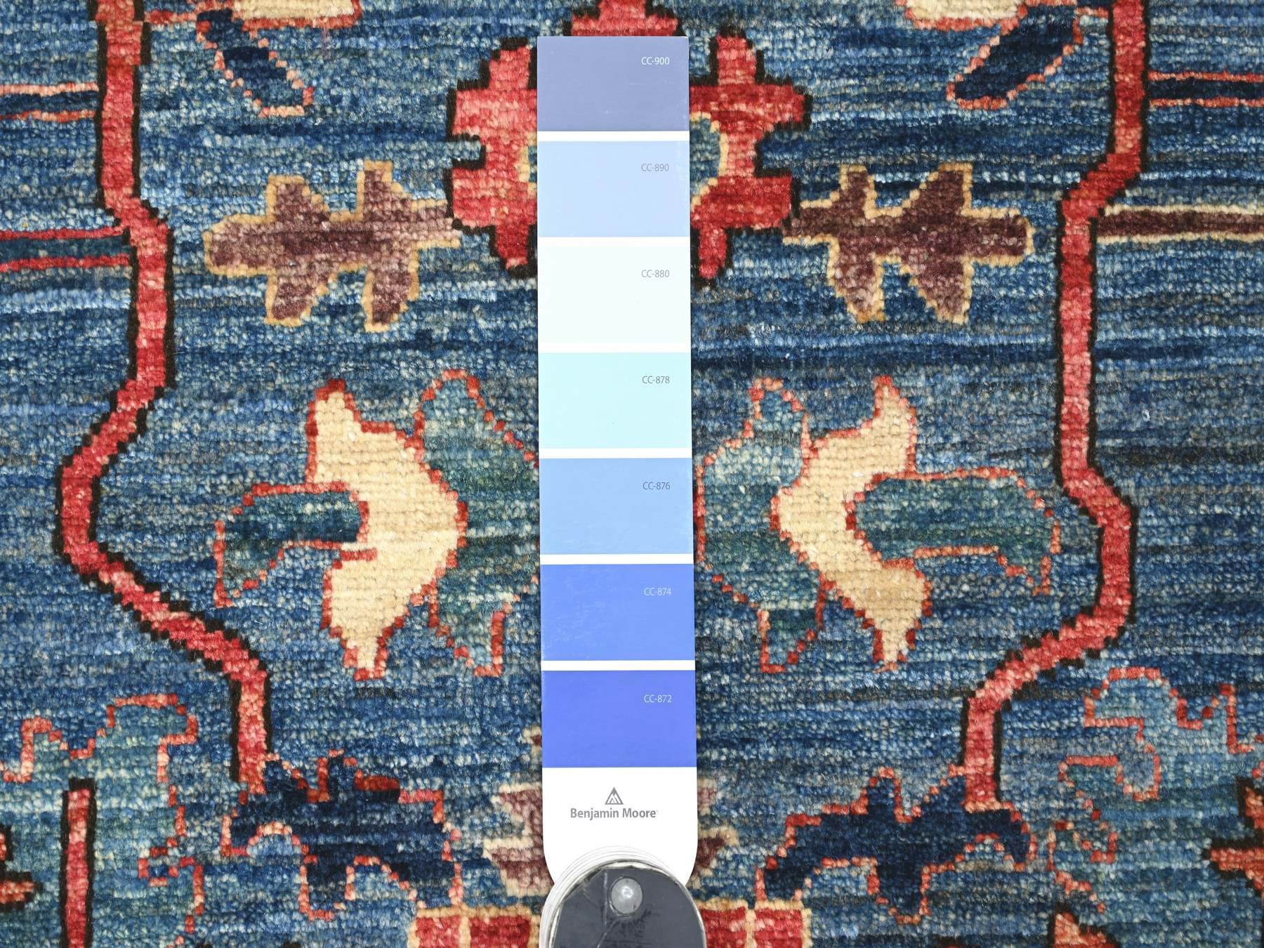 4'x10' Marlin Blue, Heriz All Over Design, Aryana Collection, High Mountain Wool, Hand Knotted, Soft Pile, Densely Woven, Vegetable Dyes, Wide Runner, Oriental Rug HR22252 - Image 3