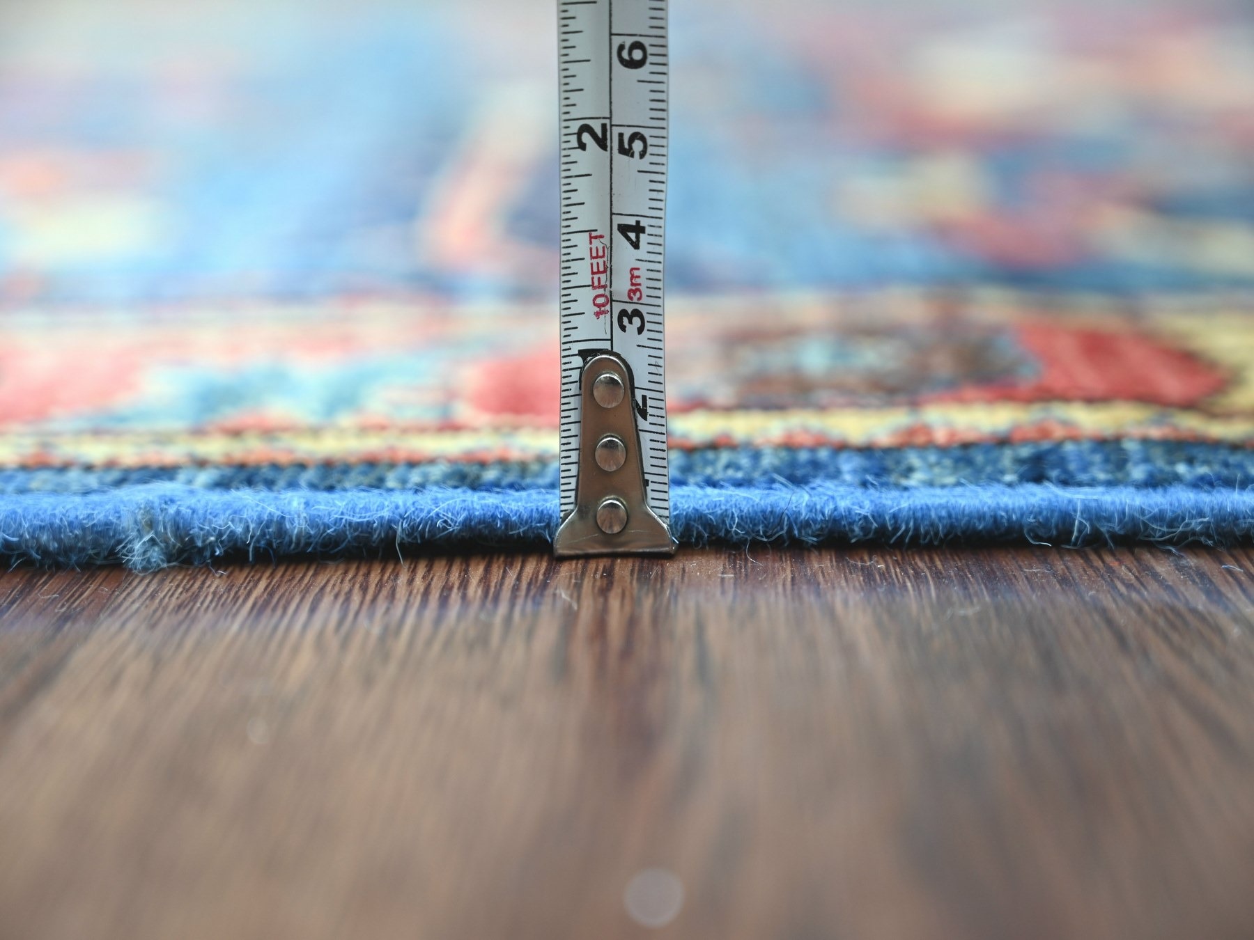 4'x10' Marlin Blue, Heriz All Over Design, Aryana Collection, High Mountain Wool, Hand Knotted, Soft Pile, Densely Woven, Vegetable Dyes, Wide Runner, Oriental Rug HR22252 - Image 5