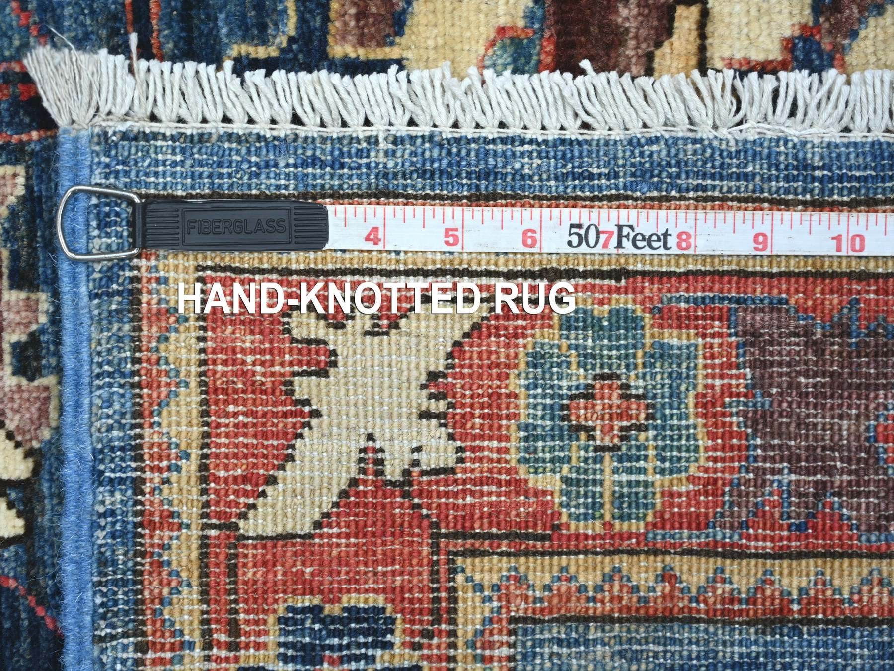 4'x10' Marlin Blue, Heriz All Over Design, Aryana Collection, High Mountain Wool, Hand Knotted, Soft Pile, Densely Woven, Vegetable Dyes, Wide Runner, Oriental Rug HR22252 - Image 6
