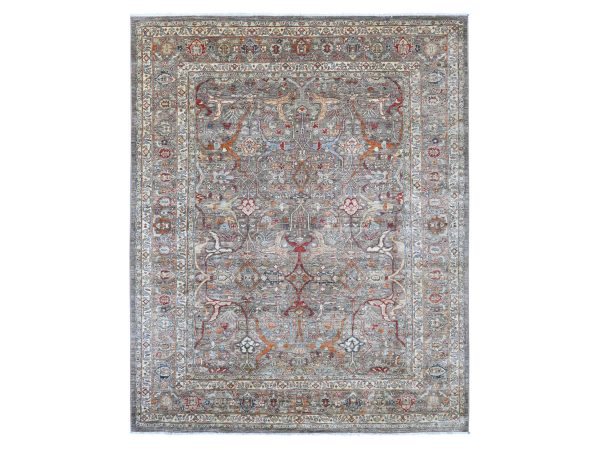 8'x9'9" Beaver Brown, Peshawar with Bijar Garus Design, Hand Knotted, Vegetable Dyes, Densely Woven, 100% Wool, Oriental Rug HR22610