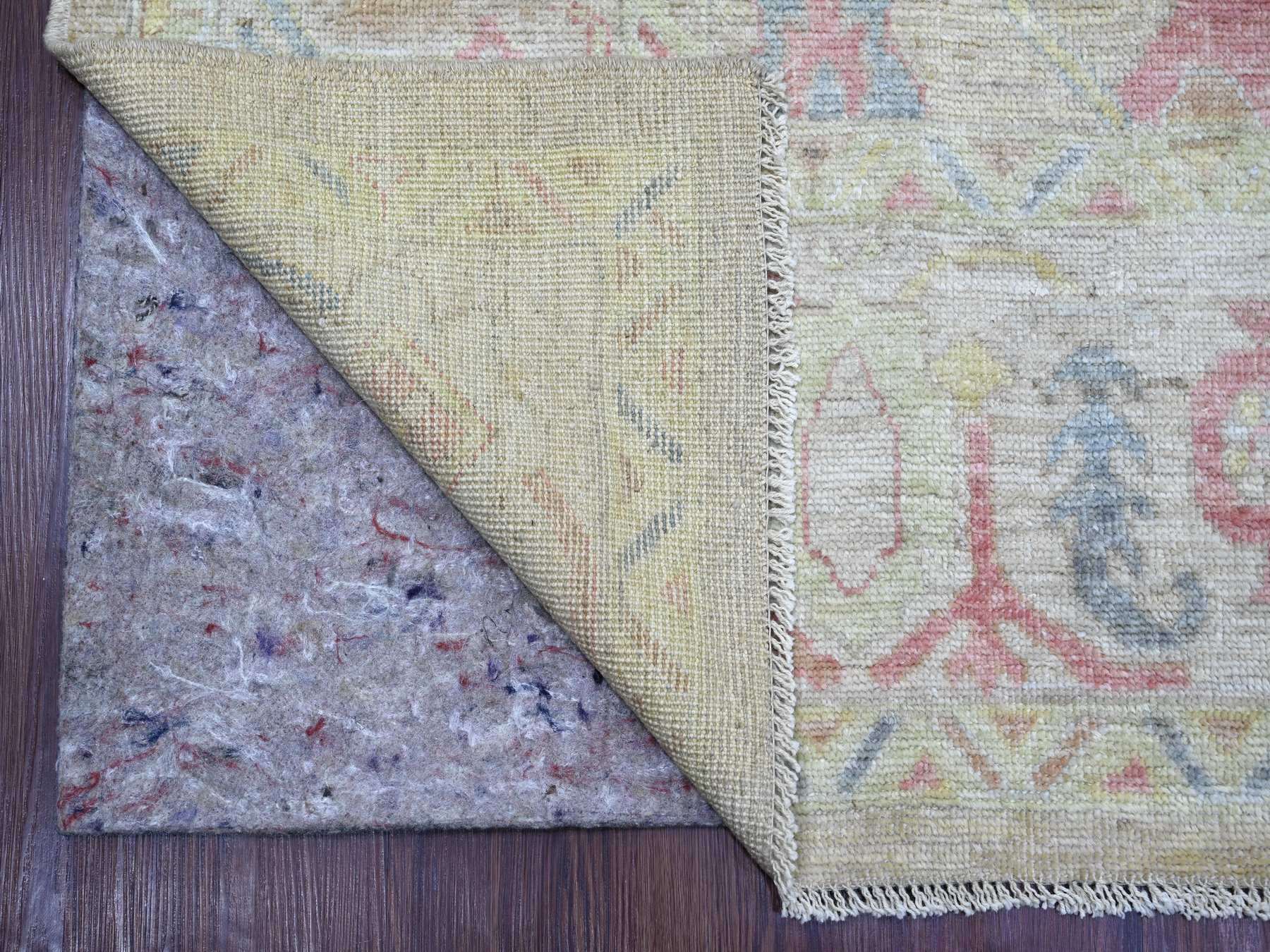 8'x9'6" Light Green, Afghan Angora Oushak with All Over Leaf Design, Hand Knotted, 100% Wool, Vegetable Dyes, Oriental Rug HR22681 - Image 4