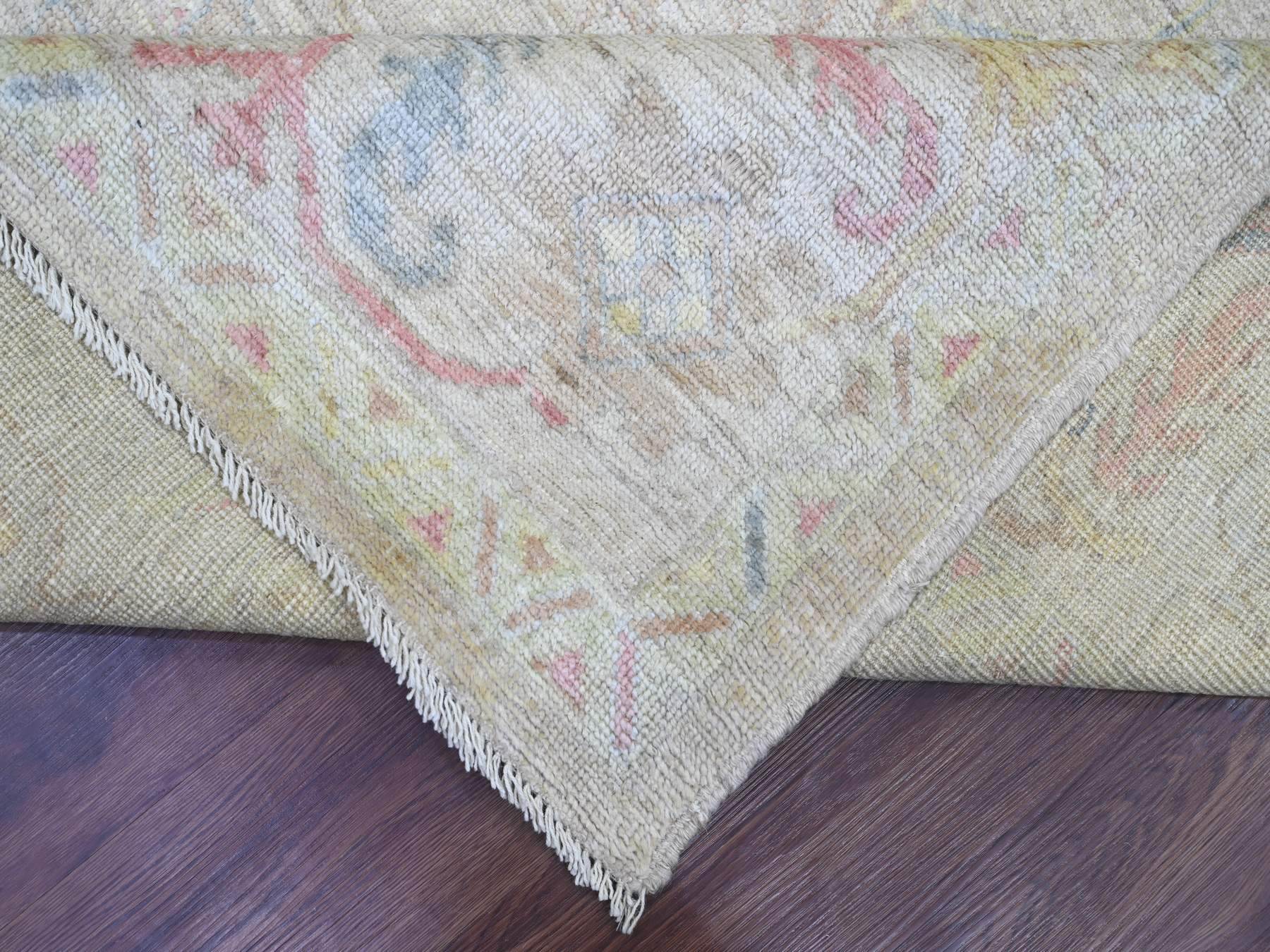 8'x9'6" Light Green, Afghan Angora Oushak with All Over Leaf Design, Hand Knotted, 100% Wool, Vegetable Dyes, Oriental Rug HR22681 - Image 6