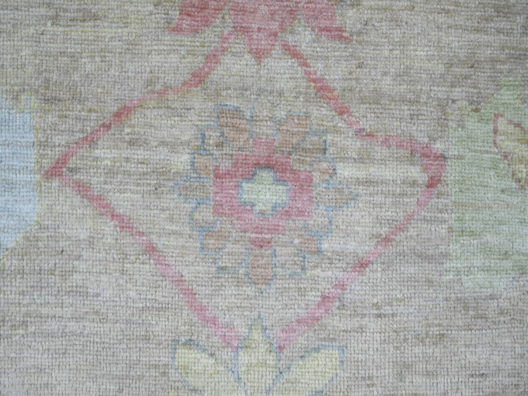 8'x9'6" Light Green, Afghan Angora Oushak with All Over Leaf Design, Hand Knotted, 100% Wool, Vegetable Dyes, Oriental Rug HR22681 - Image 8