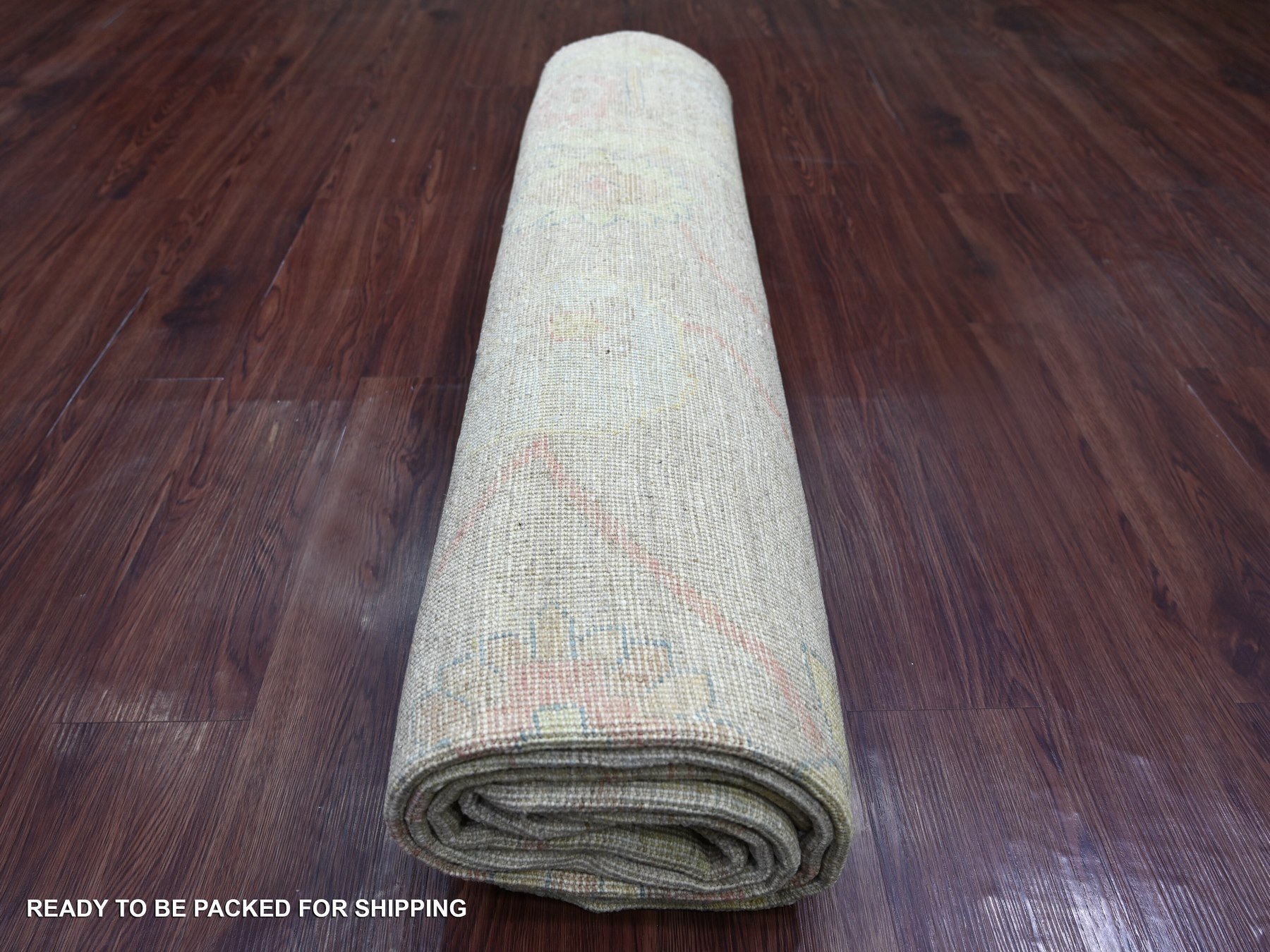 8'x9'6" Light Green, Afghan Angora Oushak with All Over Leaf Design, Hand Knotted, 100% Wool, Vegetable Dyes, Oriental Rug HR22681 - Image 9
