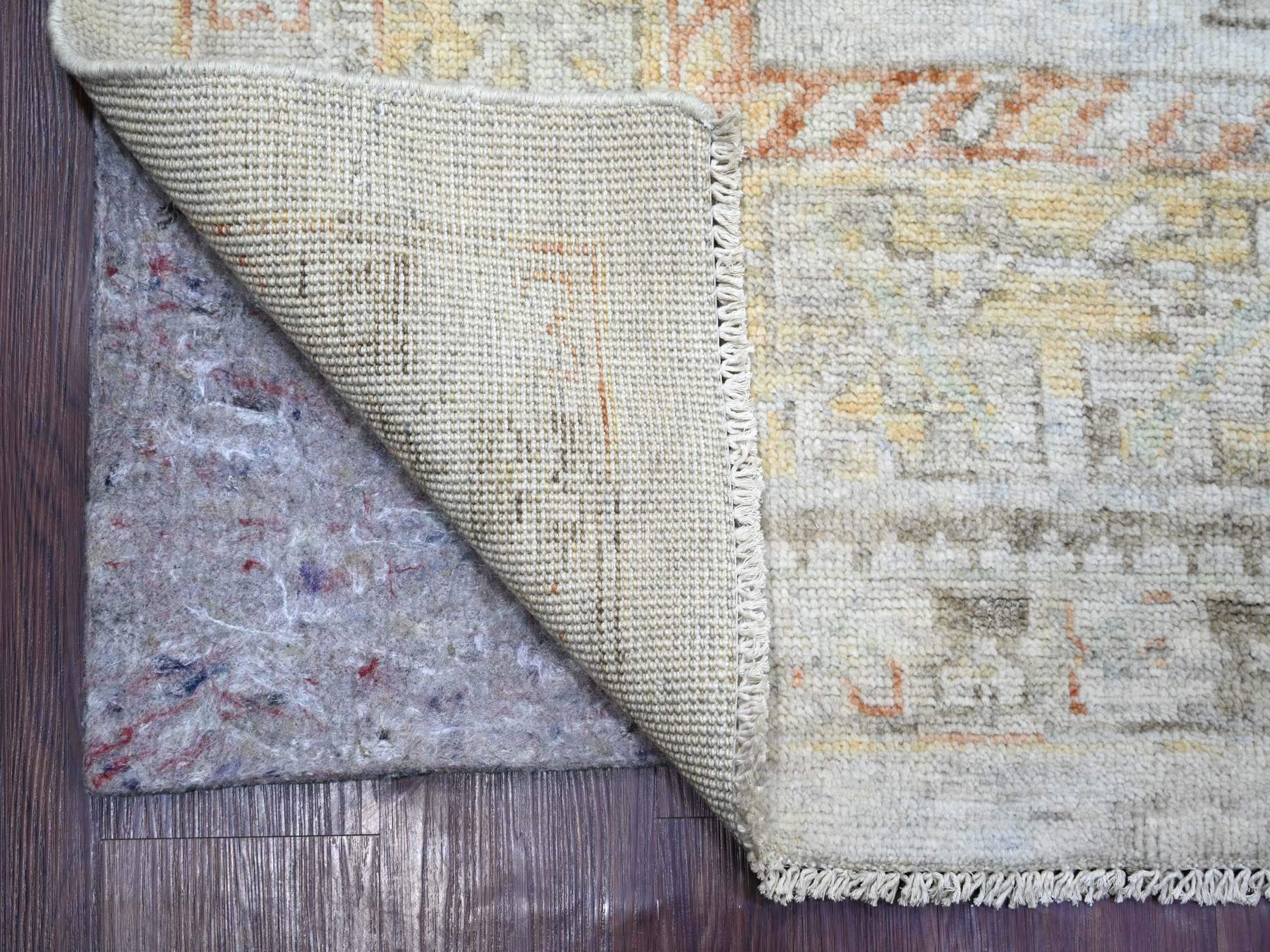 8'10"x11'10" Silver with Gold, Turkish Oushak with Geometric Design, High Mountain Ghazni Wool, Hand Knotted, Oriental Rug HR23896 - Image 4