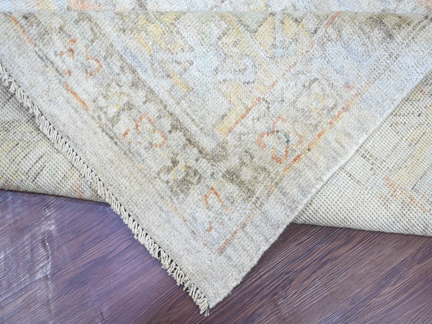 8'10"x11'10" Silver with Gold, Turkish Oushak with Geometric Design, High Mountain Ghazni Wool, Hand Knotted, Oriental Rug HR23896 - Image 6