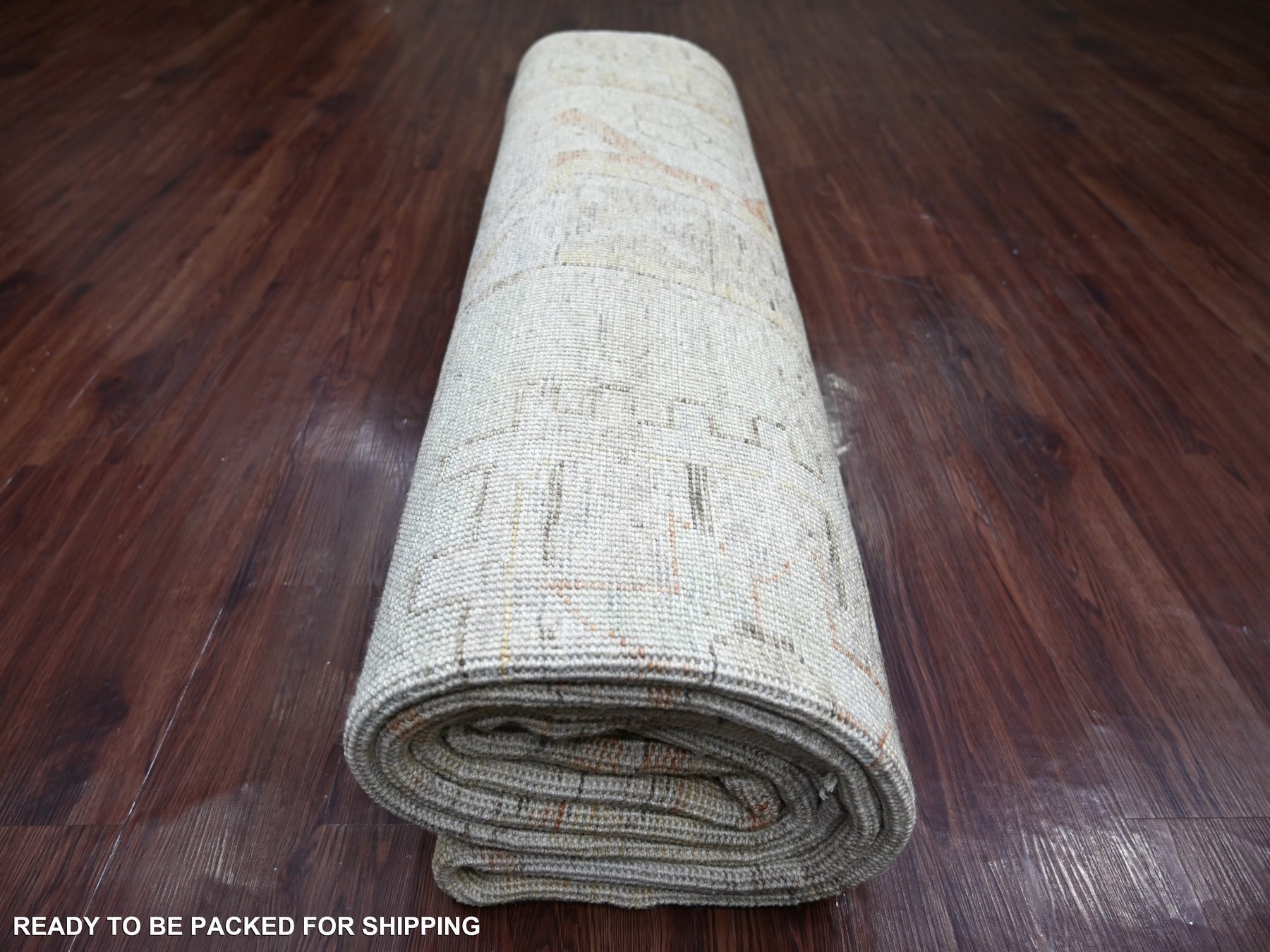 8'10"x11'10" Silver with Gold, Turkish Oushak with Geometric Design, High Mountain Ghazni Wool, Hand Knotted, Oriental Rug HR23896 - Image 9