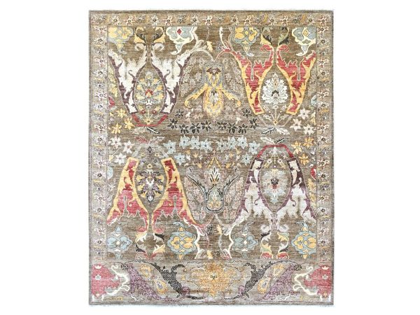 8'3"x9'9" Walnut Brown, Bijar Garus Design, Aryana Grade, Vegetable Dyes, High Mountain Wool, Hand Knotted, Densely Woven, Oriental Rug HR23897