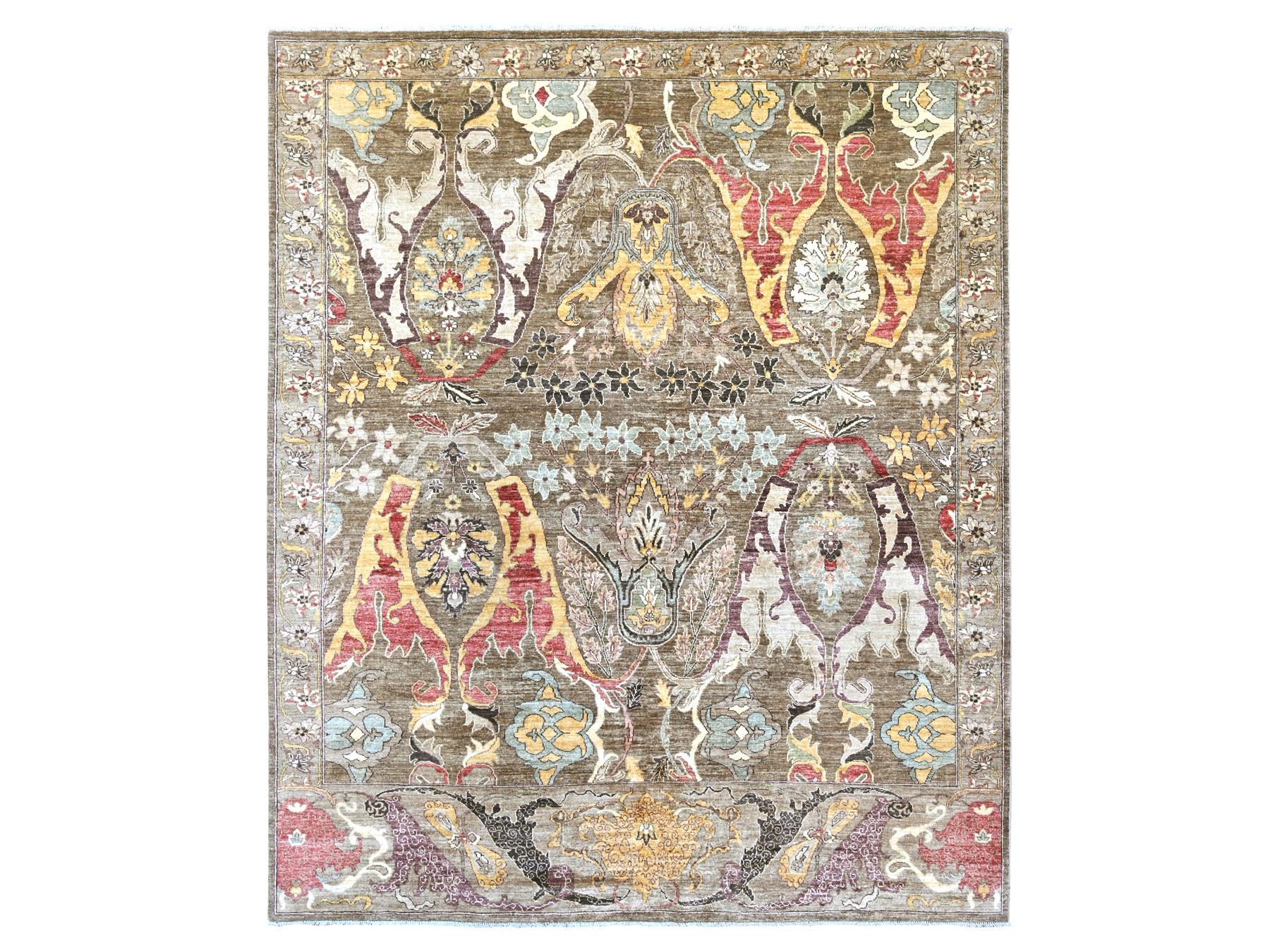 8'3"x9'9" Walnut Brown, Bijar Garus Design, Aryana Grade, Vegetable Dyes, High Mountain Wool, Hand Knotted, Densely Woven, Oriental Rug HR23897