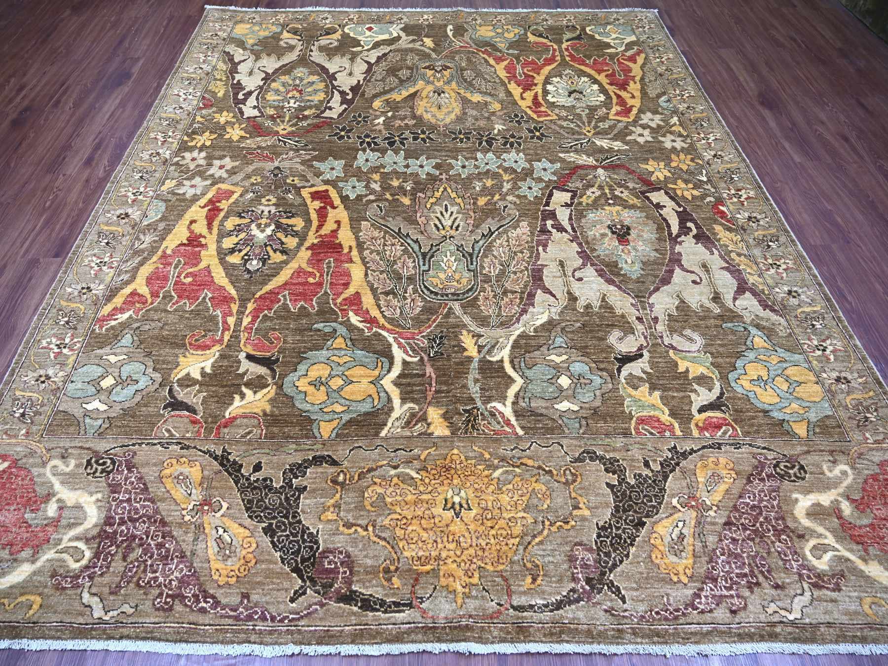 8'3"x9'9" Walnut Brown, Bijar Garus Design, Aryana Grade, Vegetable Dyes, High Mountain Wool, Hand Knotted, Densely Woven, Oriental Rug HR23897 - Image 2
