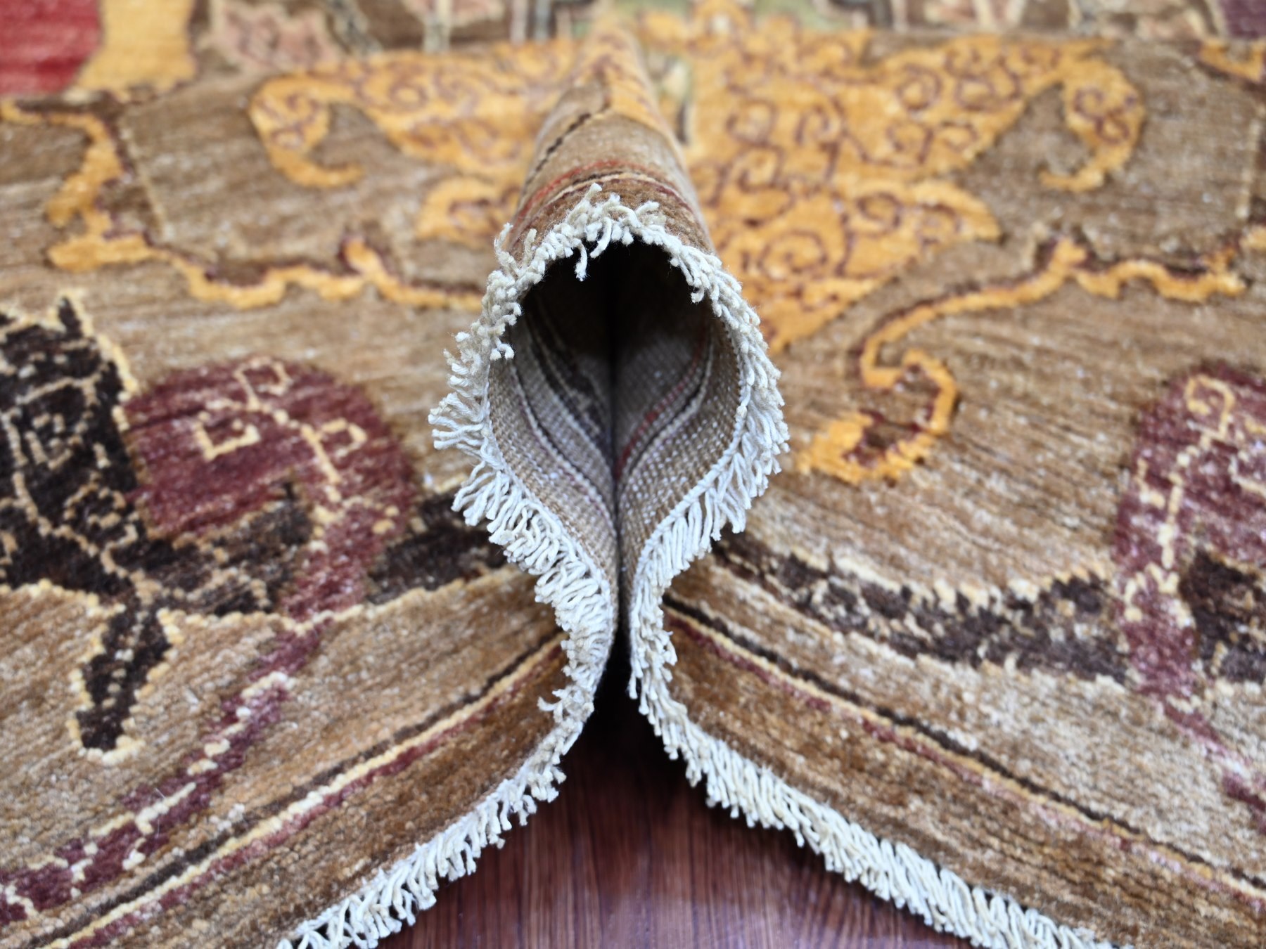 8'3"x9'9" Walnut Brown, Bijar Garus Design, Aryana Grade, Vegetable Dyes, High Mountain Wool, Hand Knotted, Densely Woven, Oriental Rug HR23897 - Image 5