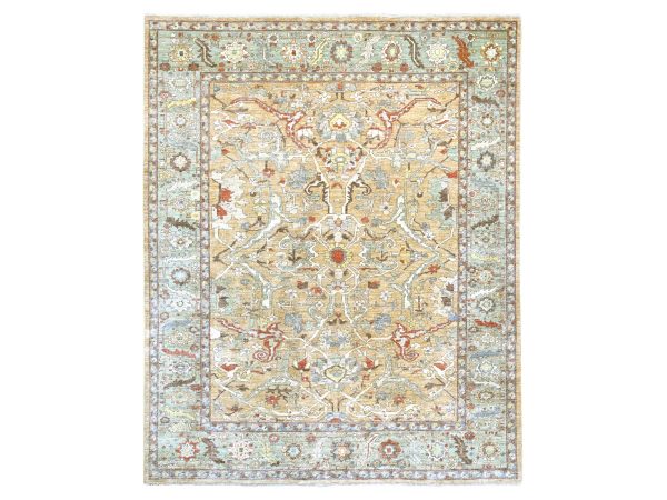 8'x9'9" Honey Brown, Heriz All Over Design, Aryana Grade, Vegetable Dyes, High Mountain Wool, Hand Knotted, Oriental Rug HR23899