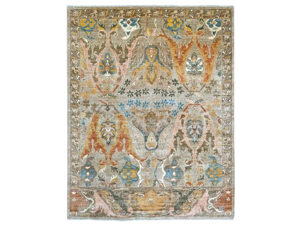 8'x10' Khaki Brown, Bijar Garus Design, Aryana Grade, Vegetable Dyes, Hand Knotted, High Mountain Wool, Oriental Rug HR23900