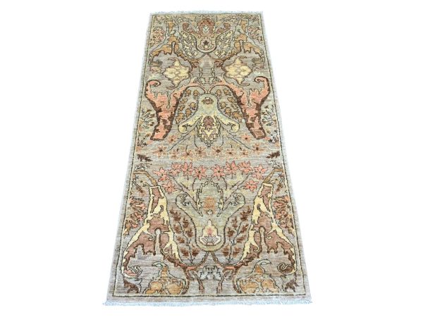 2'5"x6' Stone Gray, Bijar Garus Design, Aryana Grade, Vegetable Dyes, High Mountain Wool, Hand Knotted, Runner, Oriental Rug HR23901