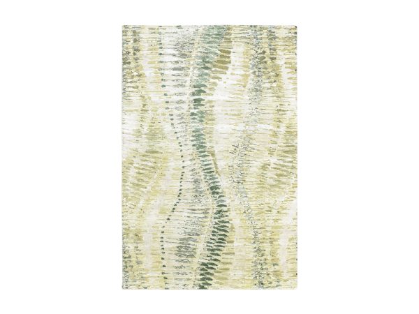 6'1"x9'3" Shades of Green, Crocodile Safari Design, 100% Silk, Hand Knotted, Soft Pile, Oriental Rug HR75476
