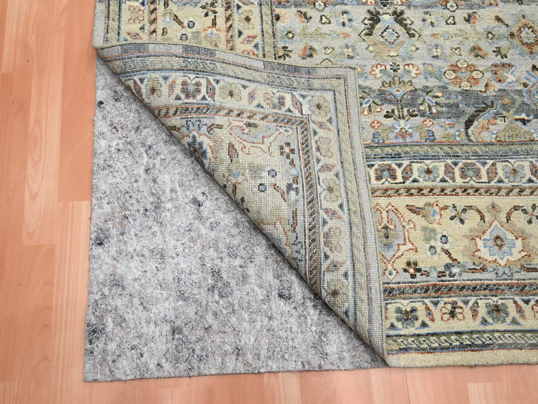 9'x12' Shades of Gray, Abrash Persian Design, 100% Pure Wool, Zero Pile, Shaved Low, Hand Knotted Oriental Rug HR75493 - Image 4