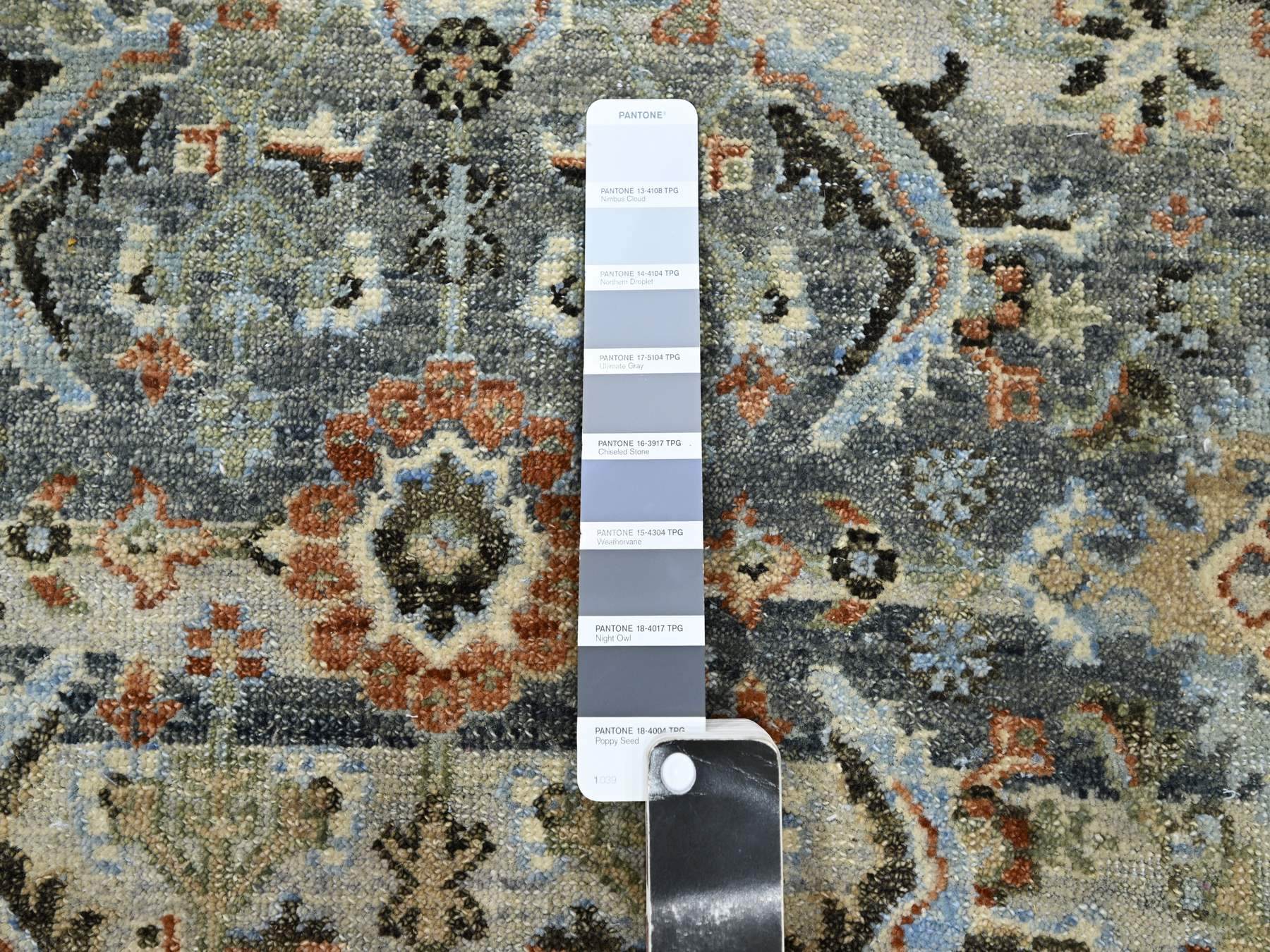 9'x12' Shades of Gray, Abrash Persian Design, 100% Pure Wool, Zero Pile, Shaved Low, Hand Knotted Oriental Rug HR75493 - Image 7