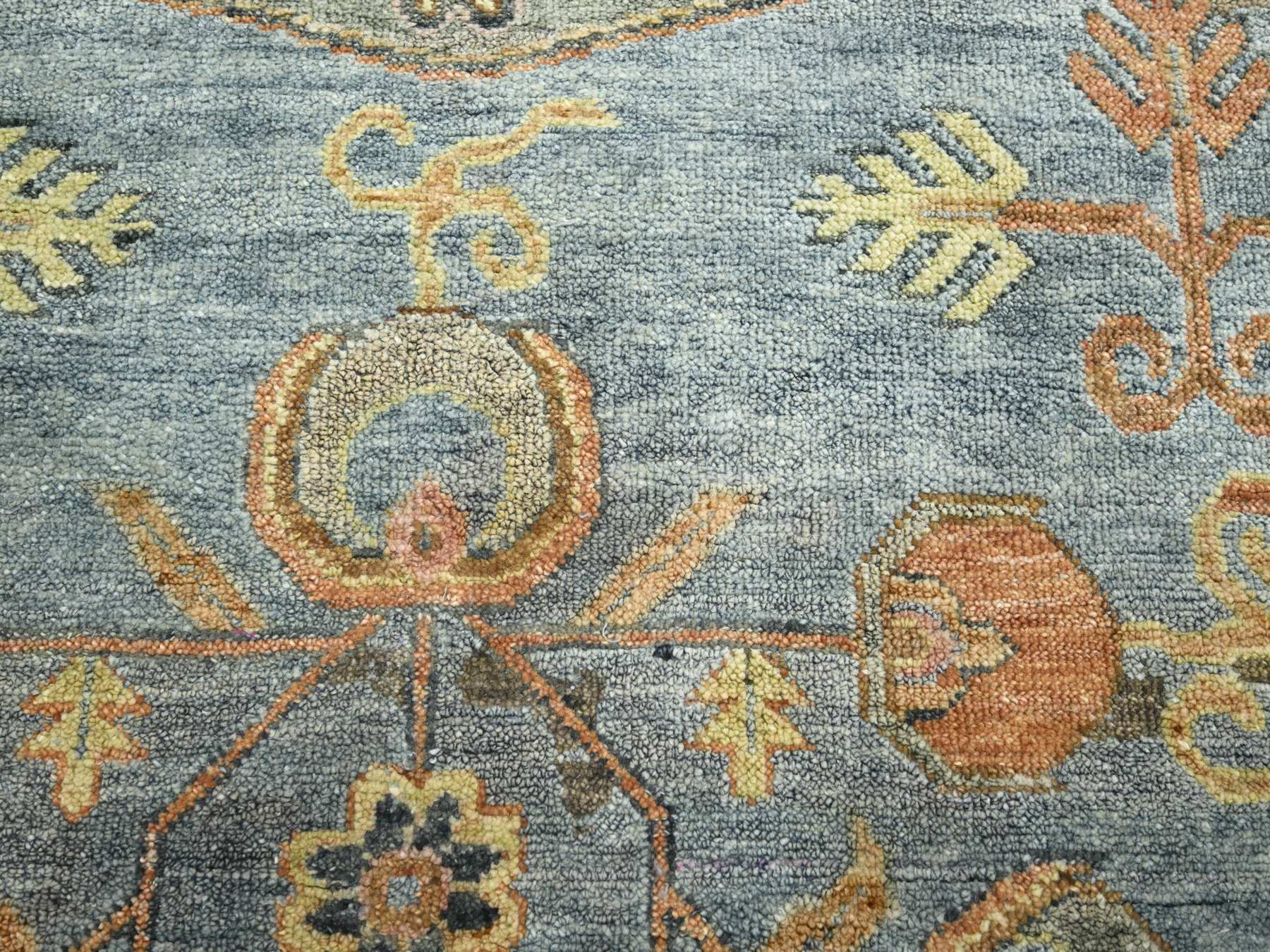 10'x14'2" Stone Blue, Khotan Influence with Distinct Abrash, Shaved Low, Zero Pile, Hand Knotted, Wool and Silk, Oriental Rug HR75565 - Image 8