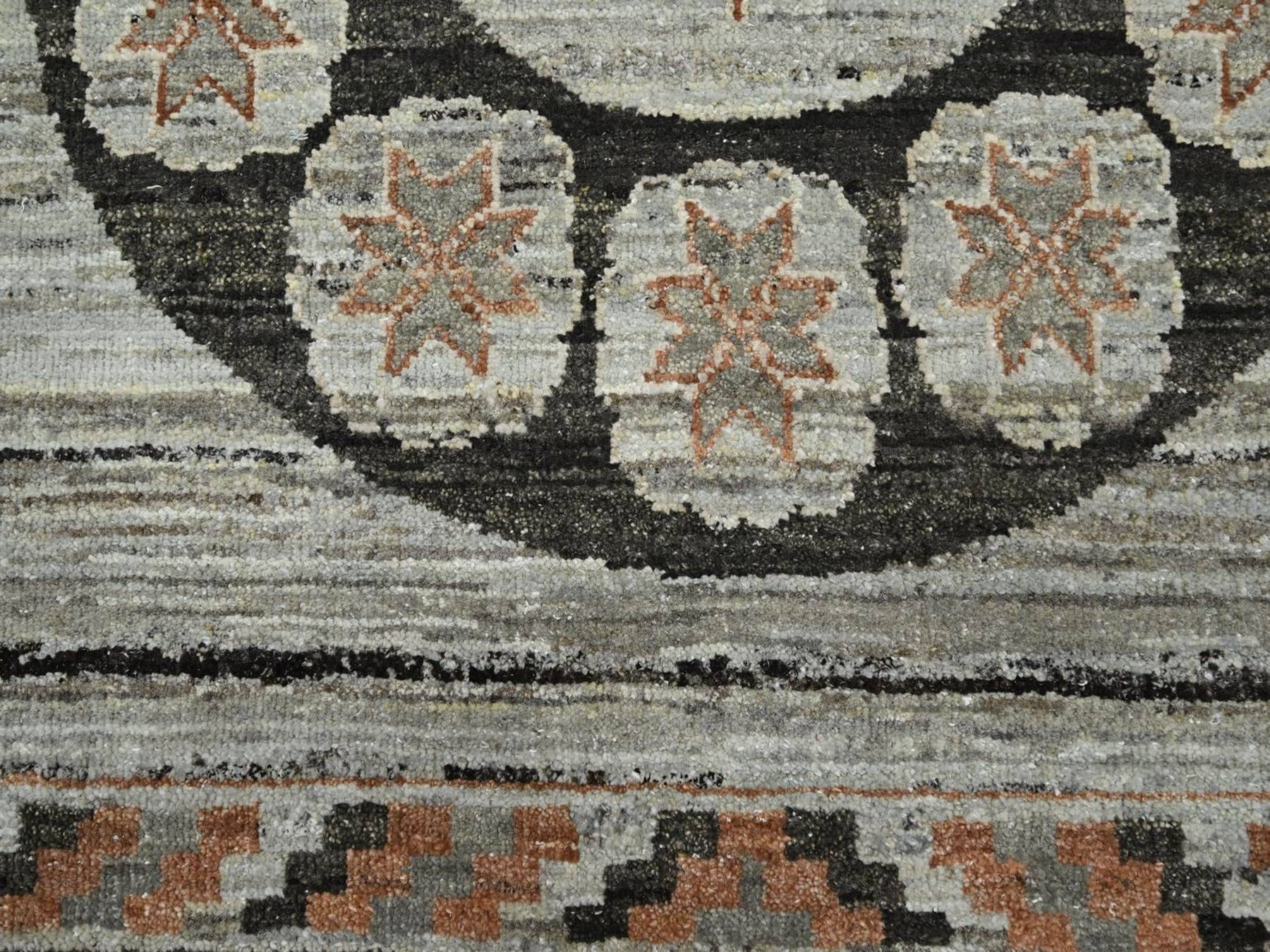 9'x12'4" Stone Gray, Khotan Influence, Shaved Low, Distressed, Zero Pile, Hand Knotted, Pure Silk, Oriental Rug HR75931 - Image 8