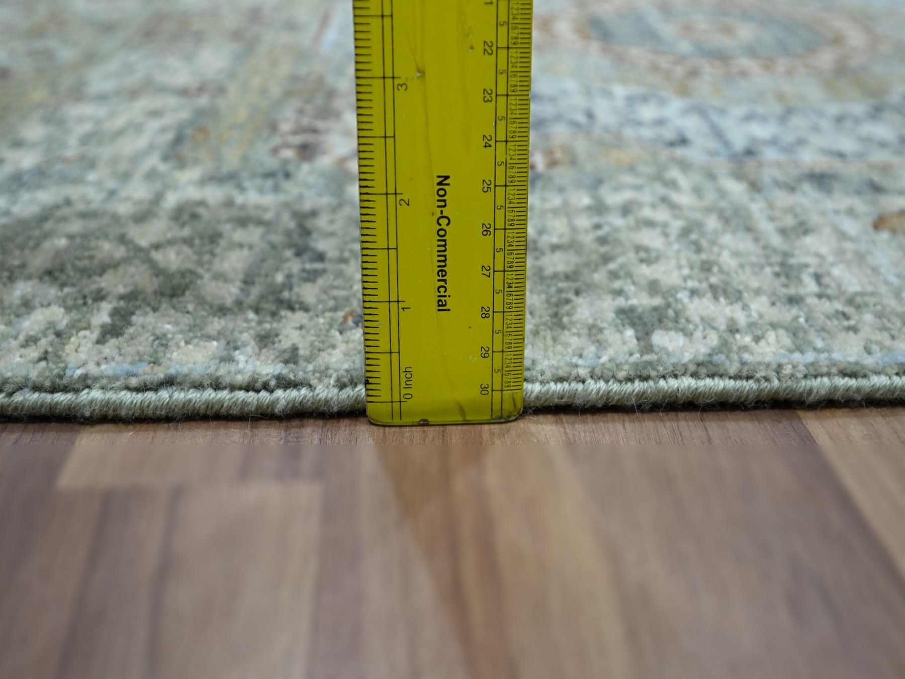 2'7"x12'1" Pistachio Green, Pre Historic 14th Century Influence, Mamluk Design, Natural Dyes, Hand Knotted, Pure Wool, Runner, Oriental Rug HR76814 - Image 6